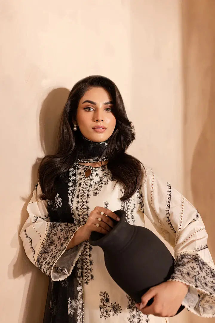 White Opal 3Pc - Embroidered Lawn Dress