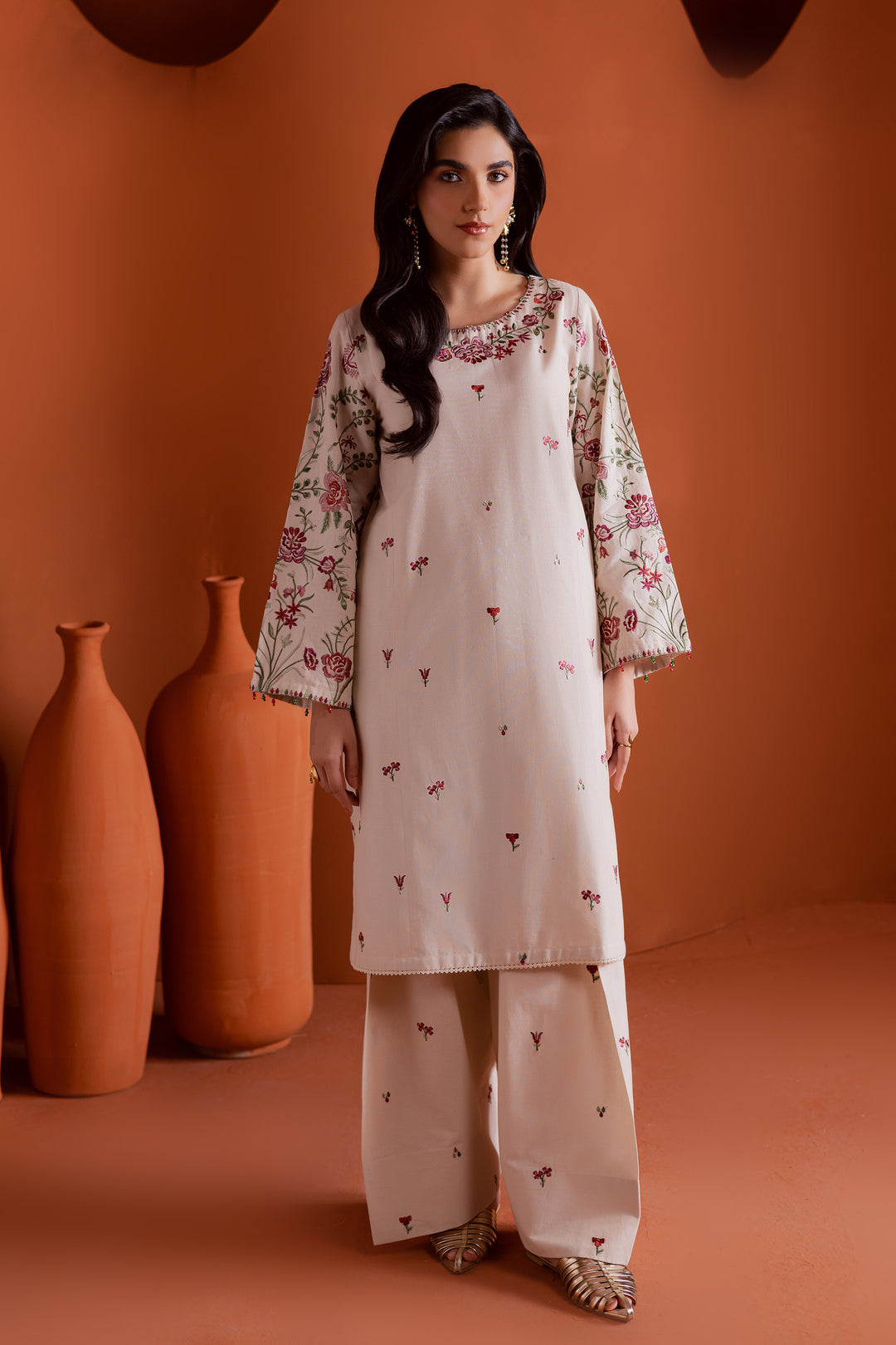 Colours 2Pc - Embroidered Cambric Dress