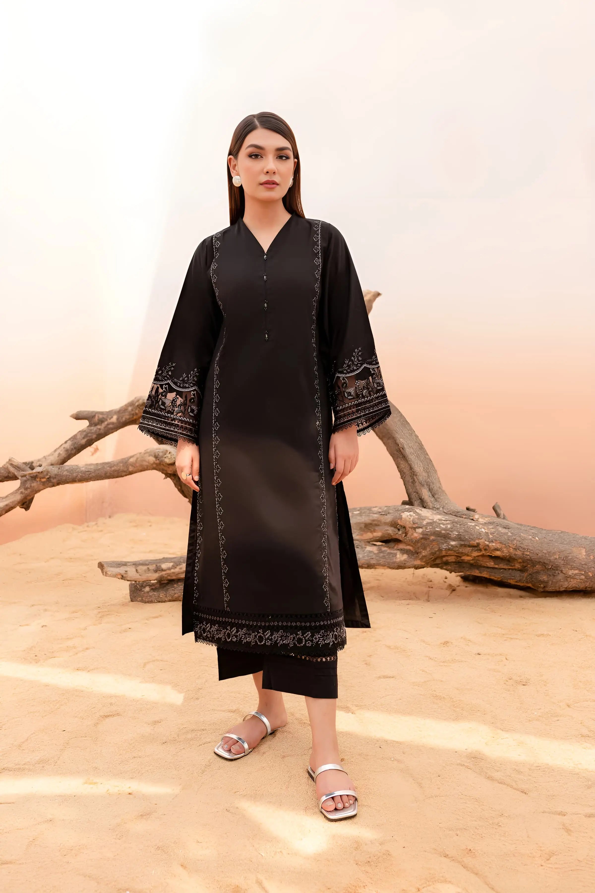 Winter - Black Rose - 2Pc Embroidered Dress