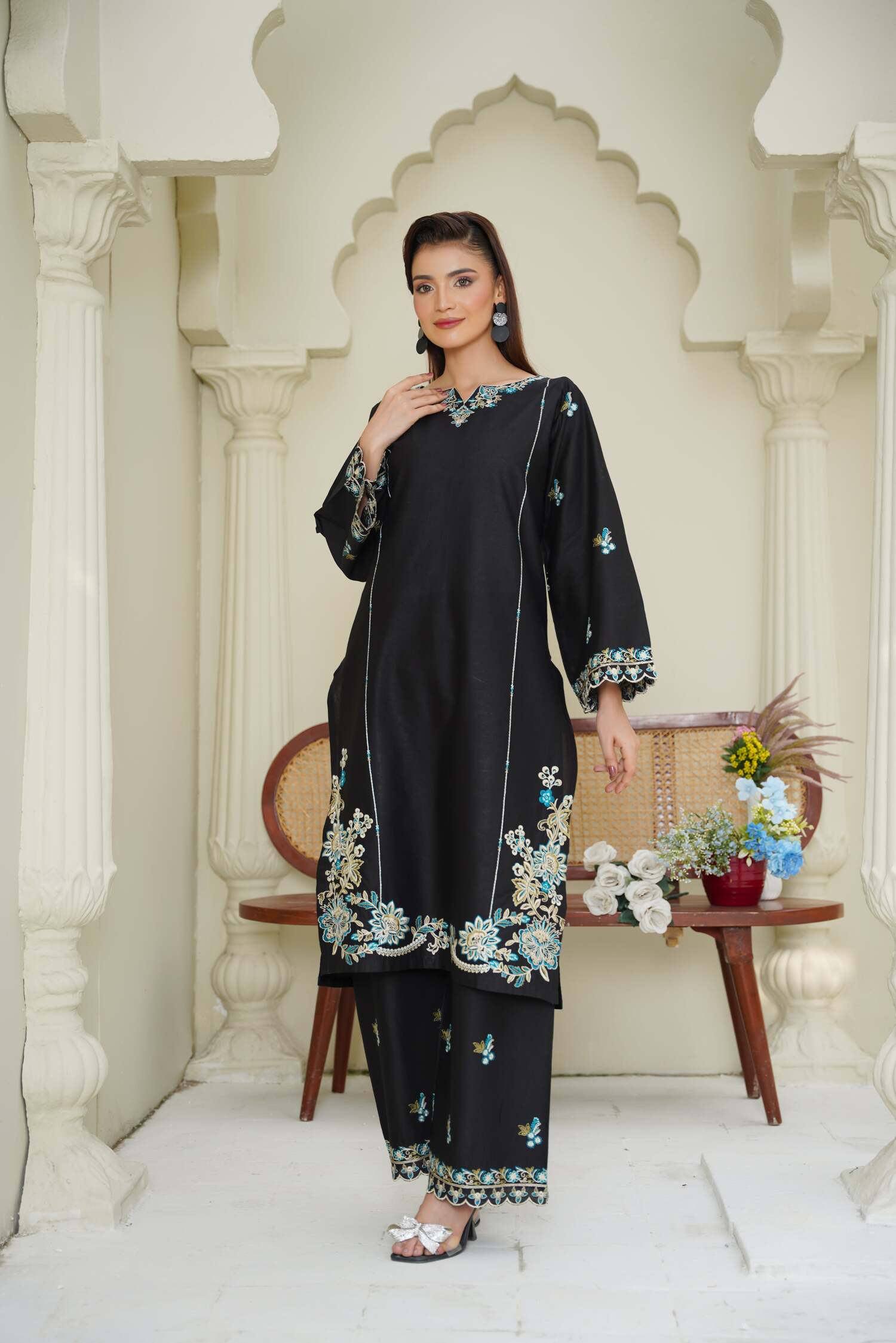Nashwa 2Pc - Embroidered Swiss Cambric Dress