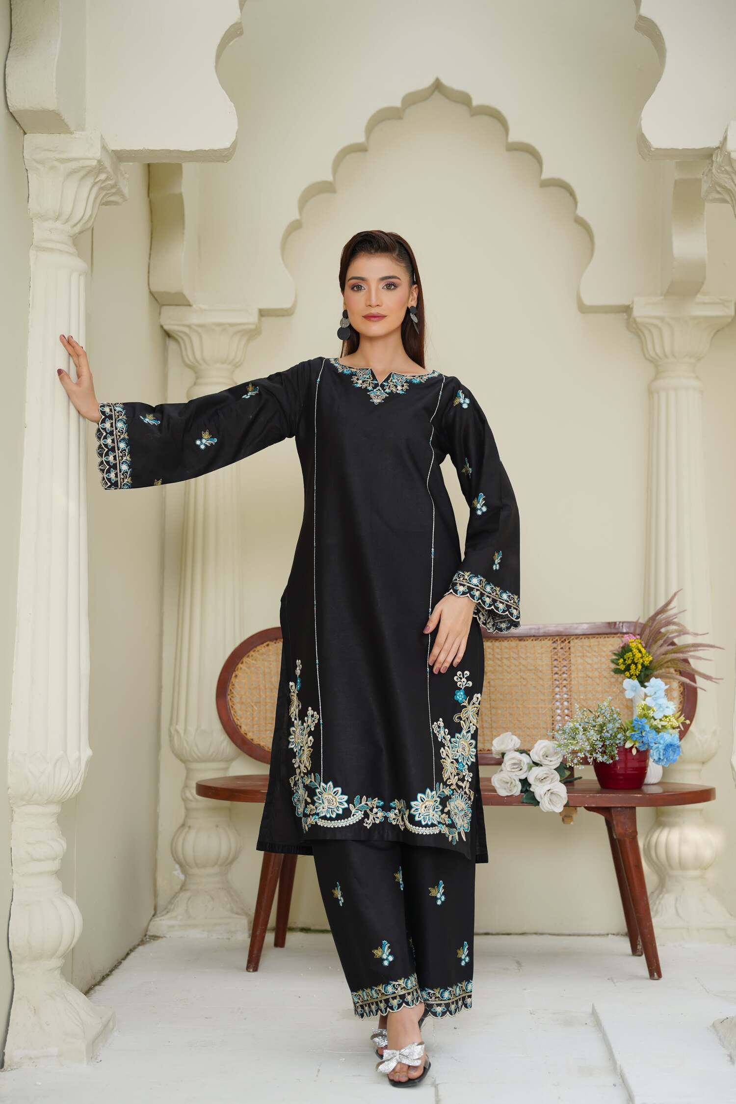Nashwa 2Pc - Embroidered Swiss Cambric Dress
