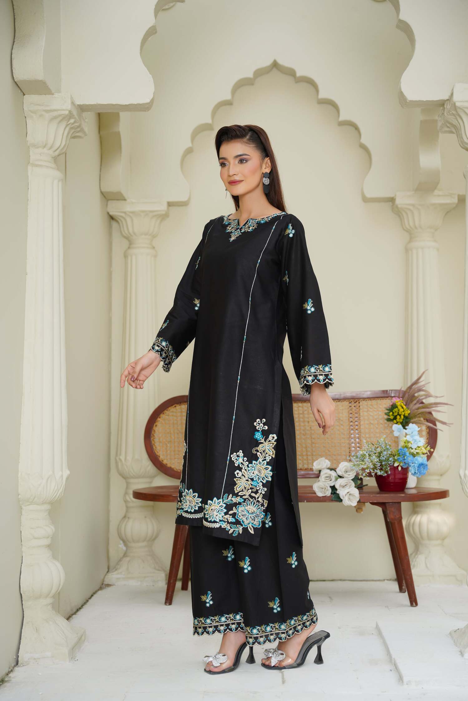 Nashwa 2Pc - Embroidered Swiss Cambric Dress