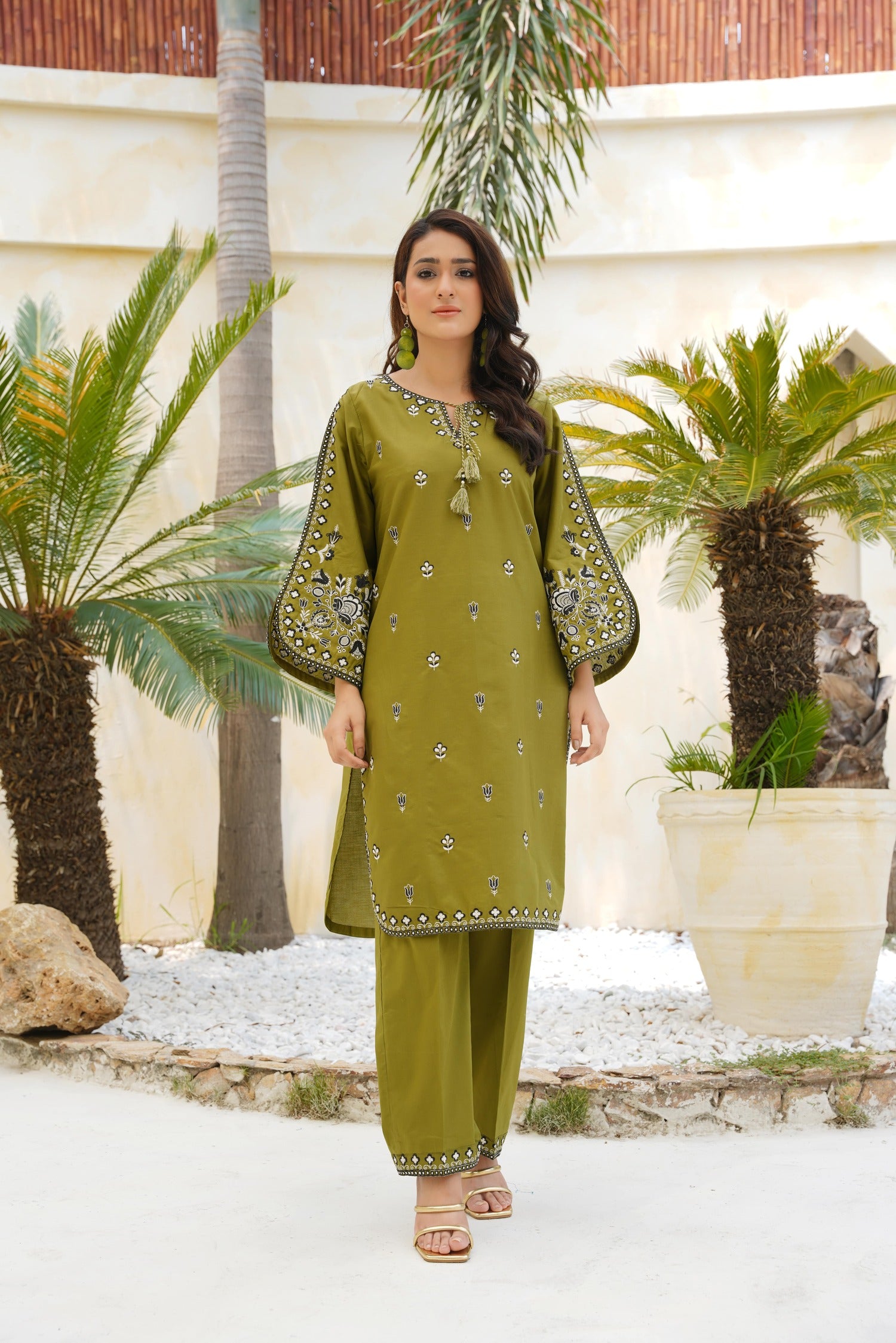 Green Gem 2Pc Embroidered Dress