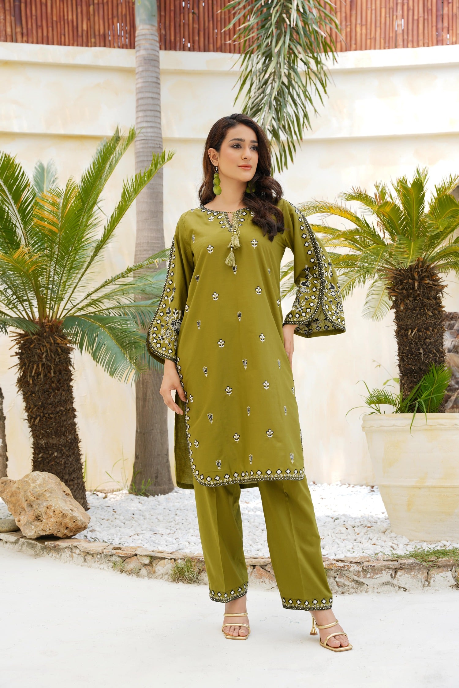 Green Gem 2Pc Embroidered Dress