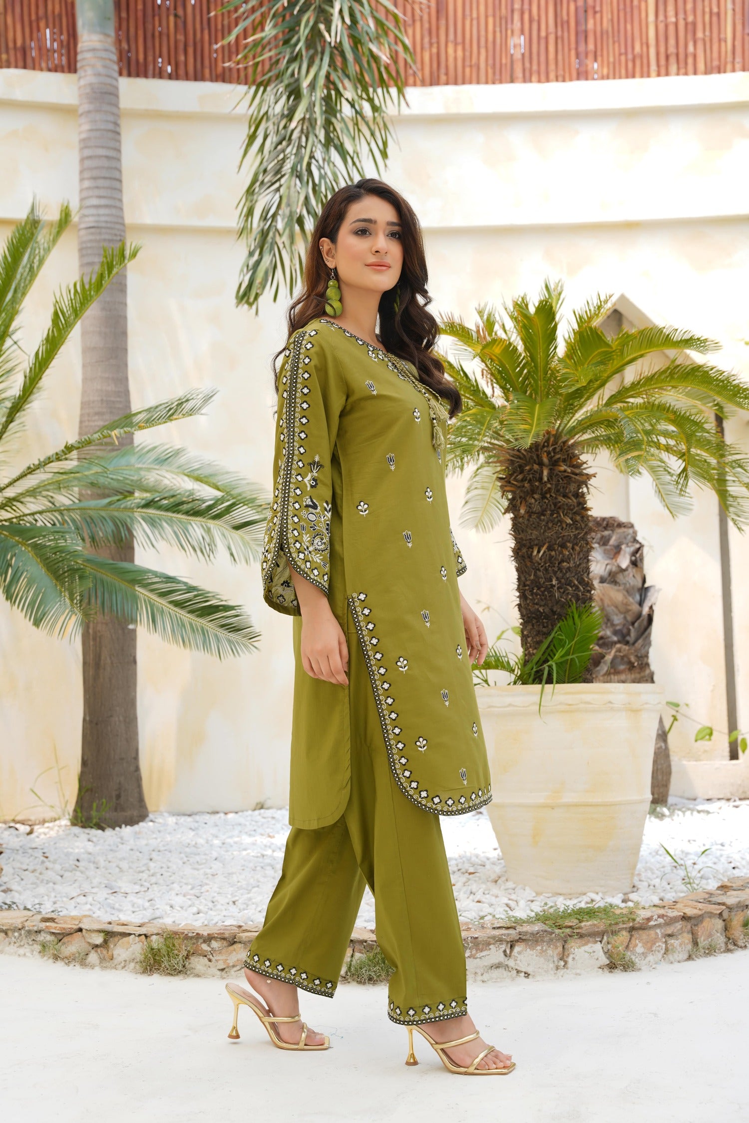 Green Gem 2Pc Embroidered Dress