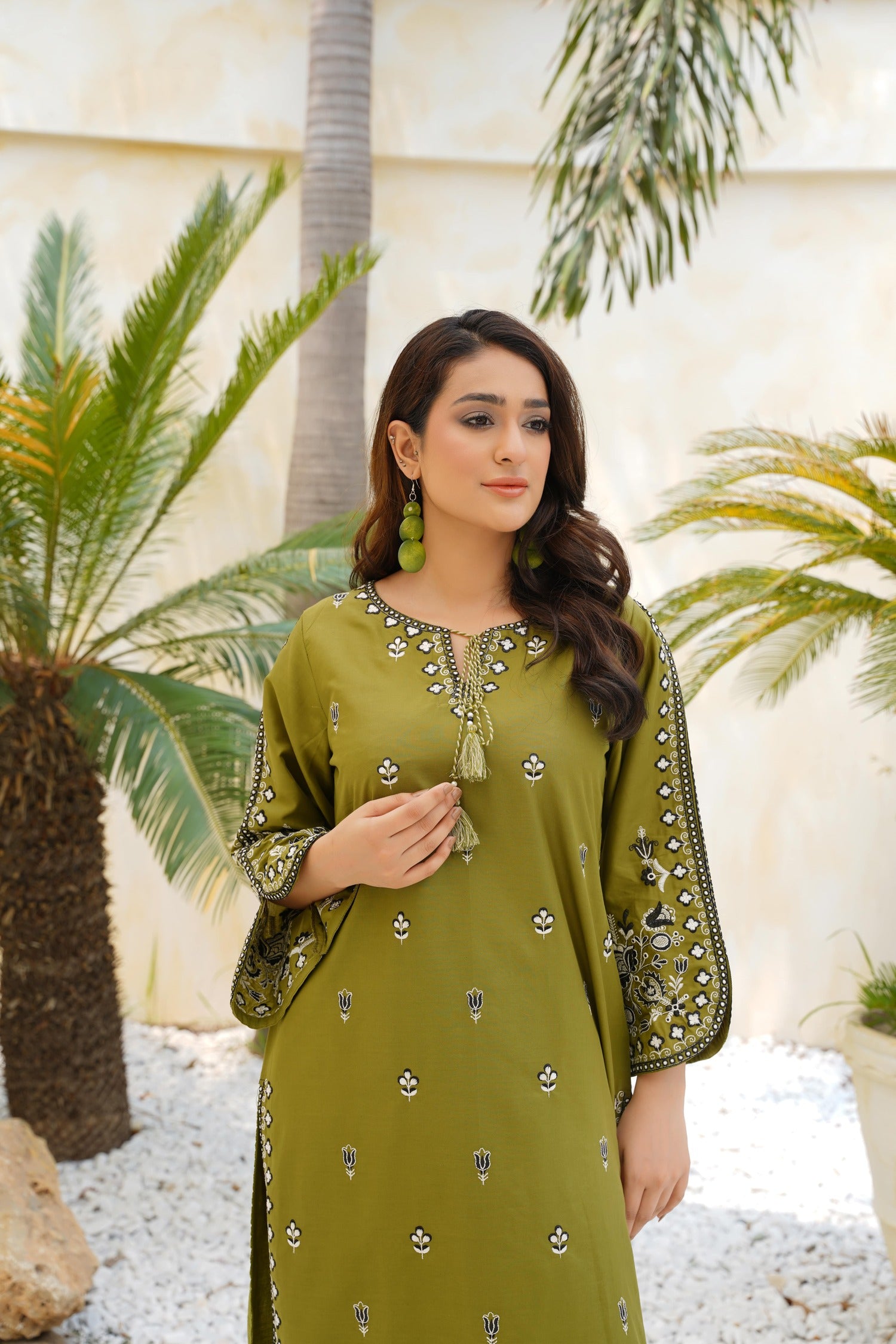 Green Gem 2Pc Embroidered Dress
