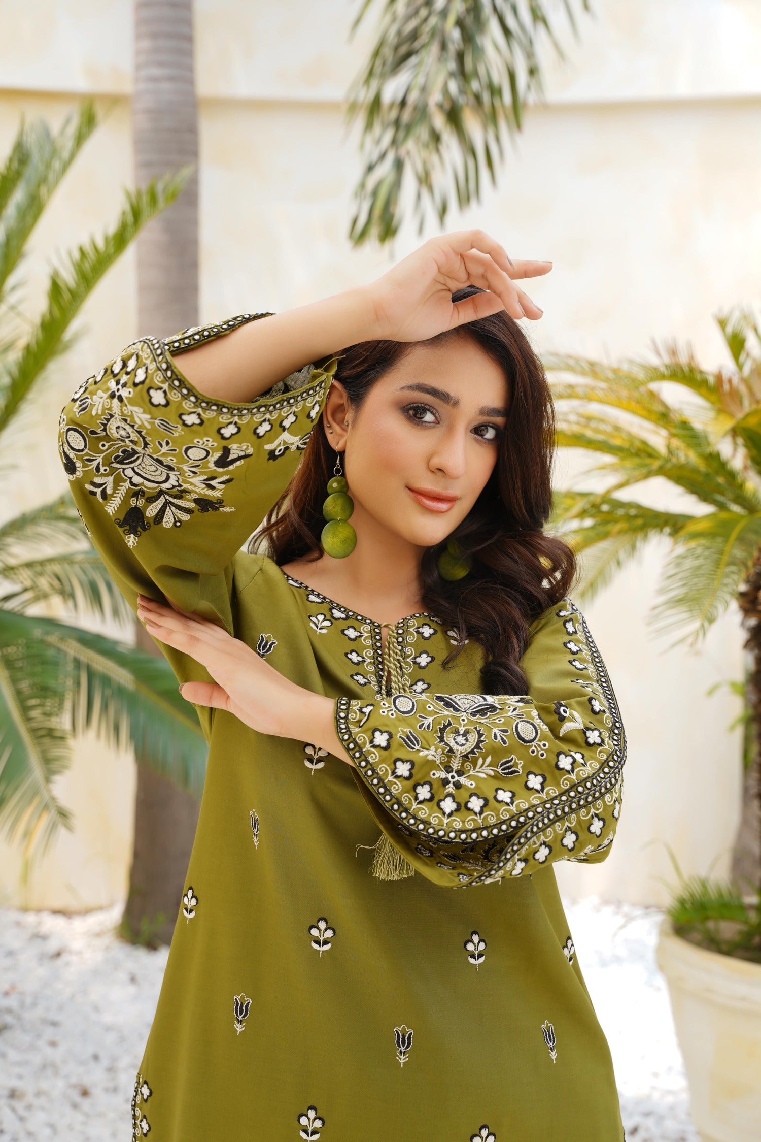 Green Gem 2Pc Embroidered Dress