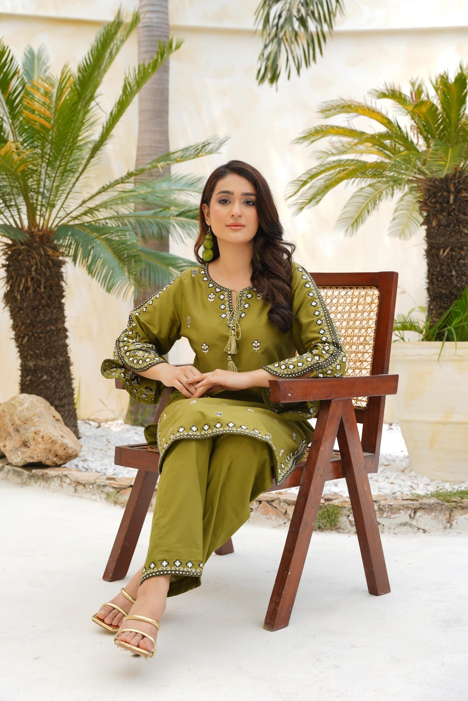 Green Gem 2Pc Embroidered Dress