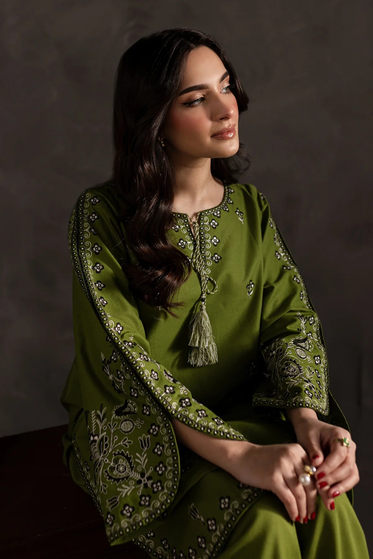 Green Gem 2Pc Embroidered Dress