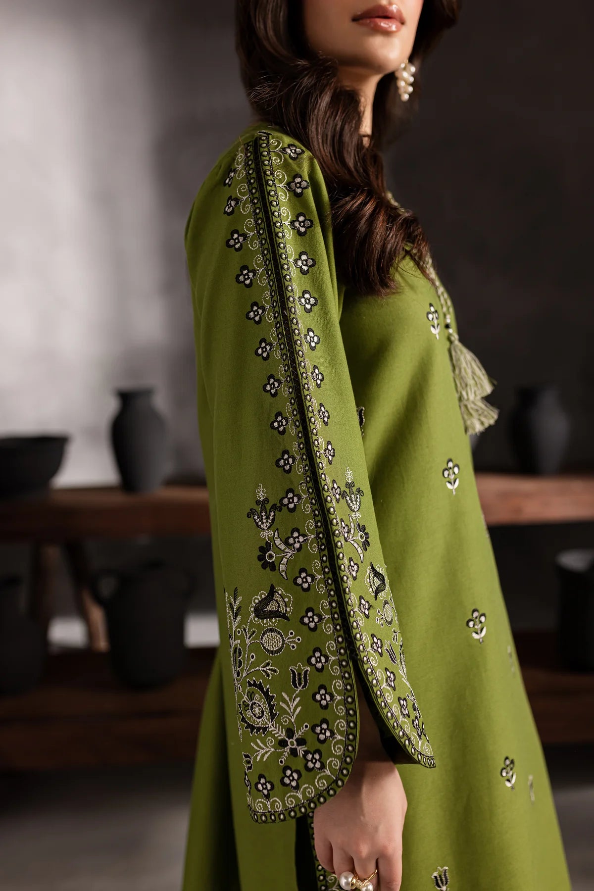 Green Gem 2Pc Embroidered Dress
