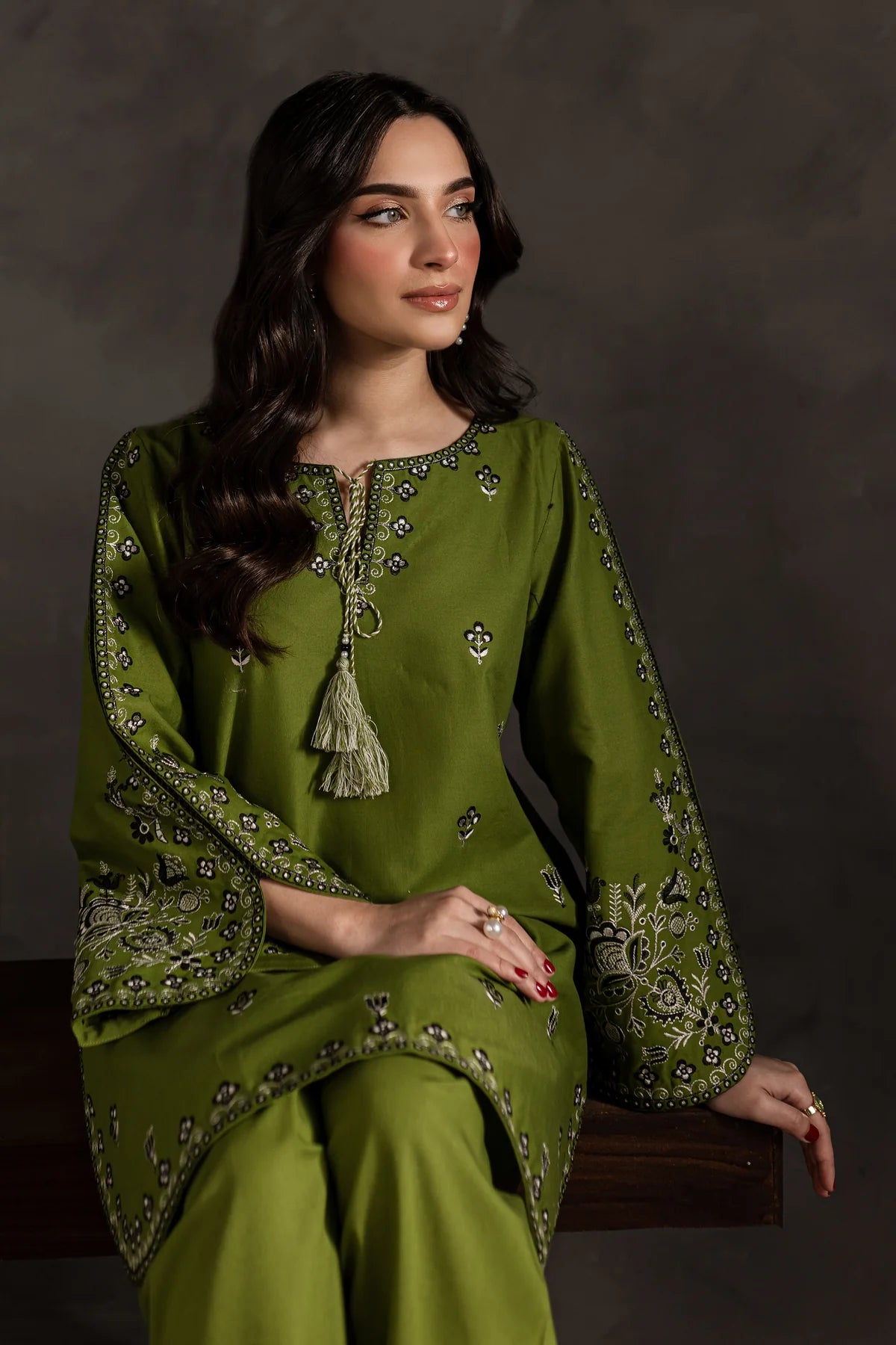 Green Gem 2Pc Embroidered Dress