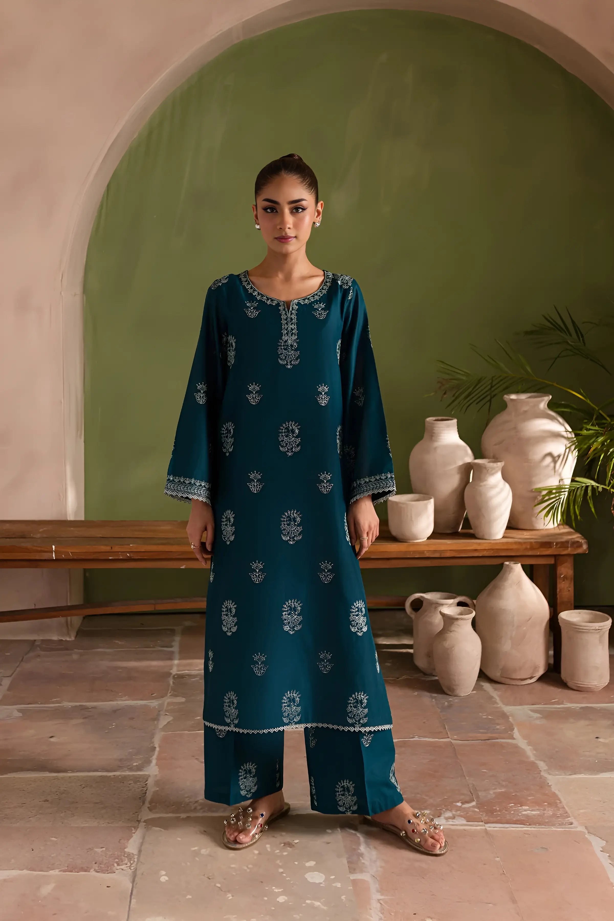 Winter Best Selling - Aqua Beach - 2Pc Embroidered Dress