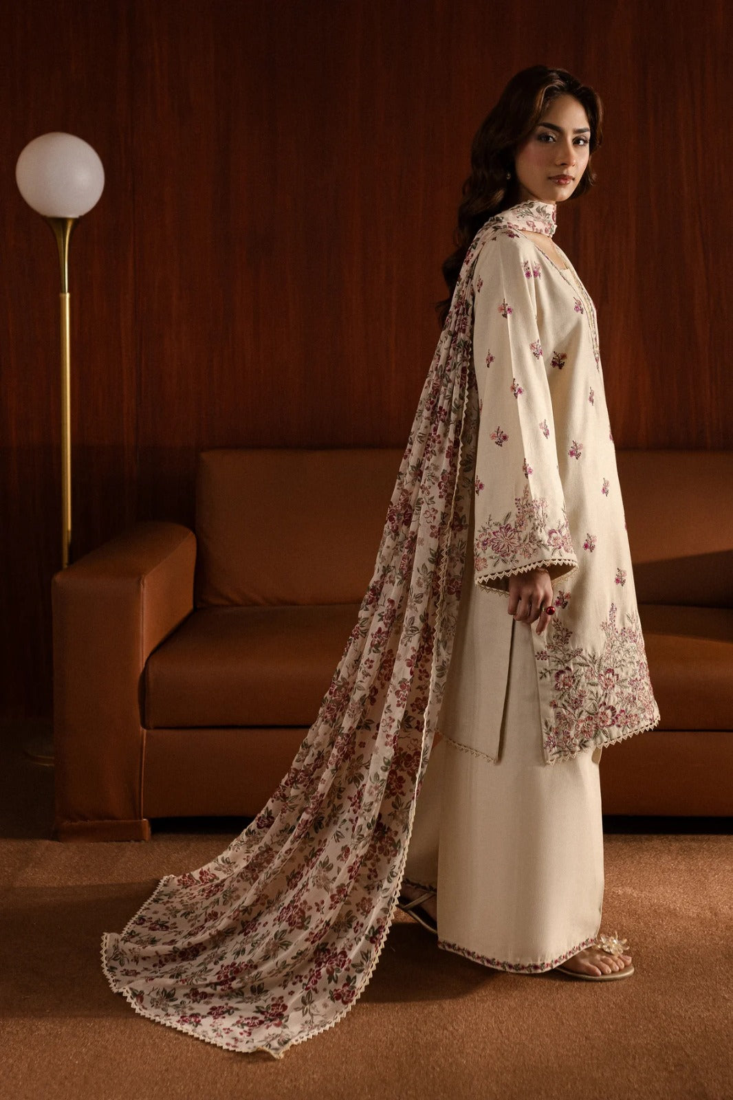 Caramel 3Pc - Embroidered Lawn Dress