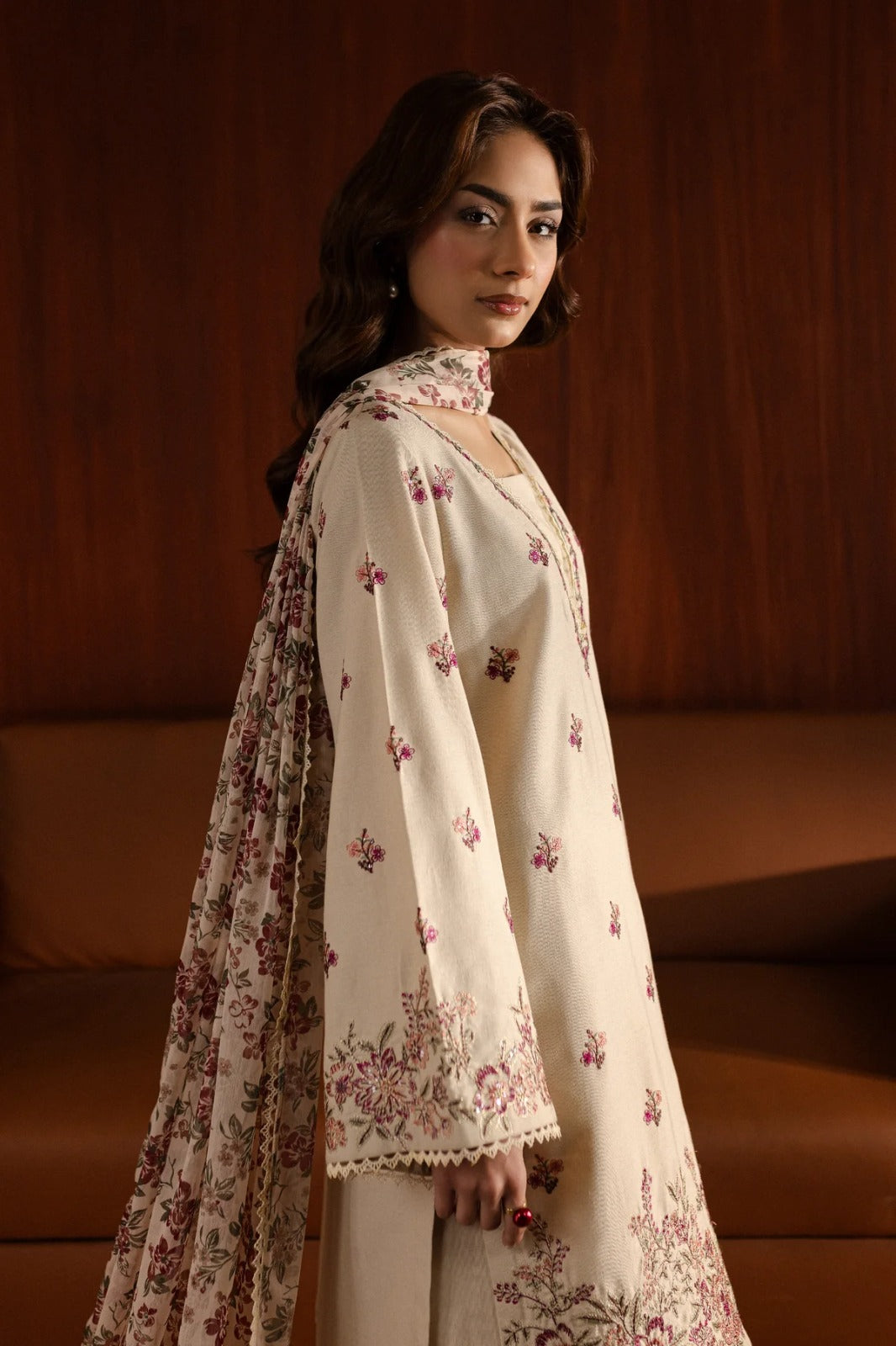 Caramel 3Pc - Embroidered Lawn Dress