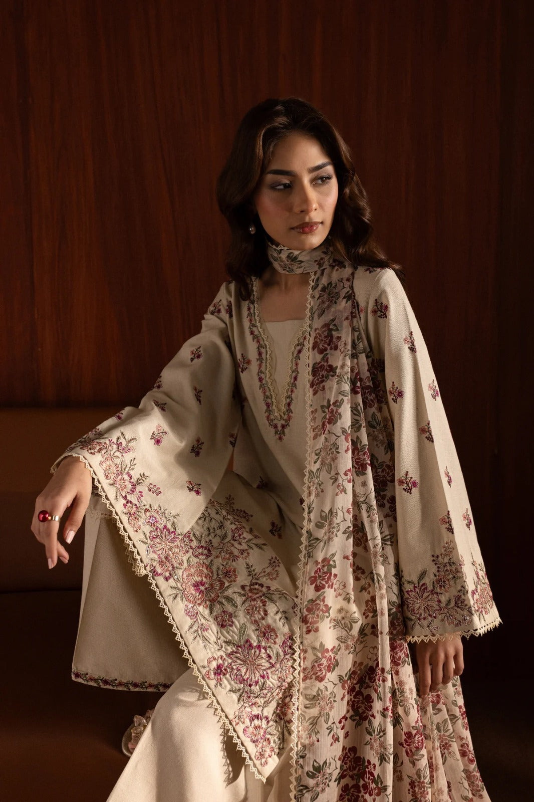 Caramel 3Pc - Embroidered Lawn Dress