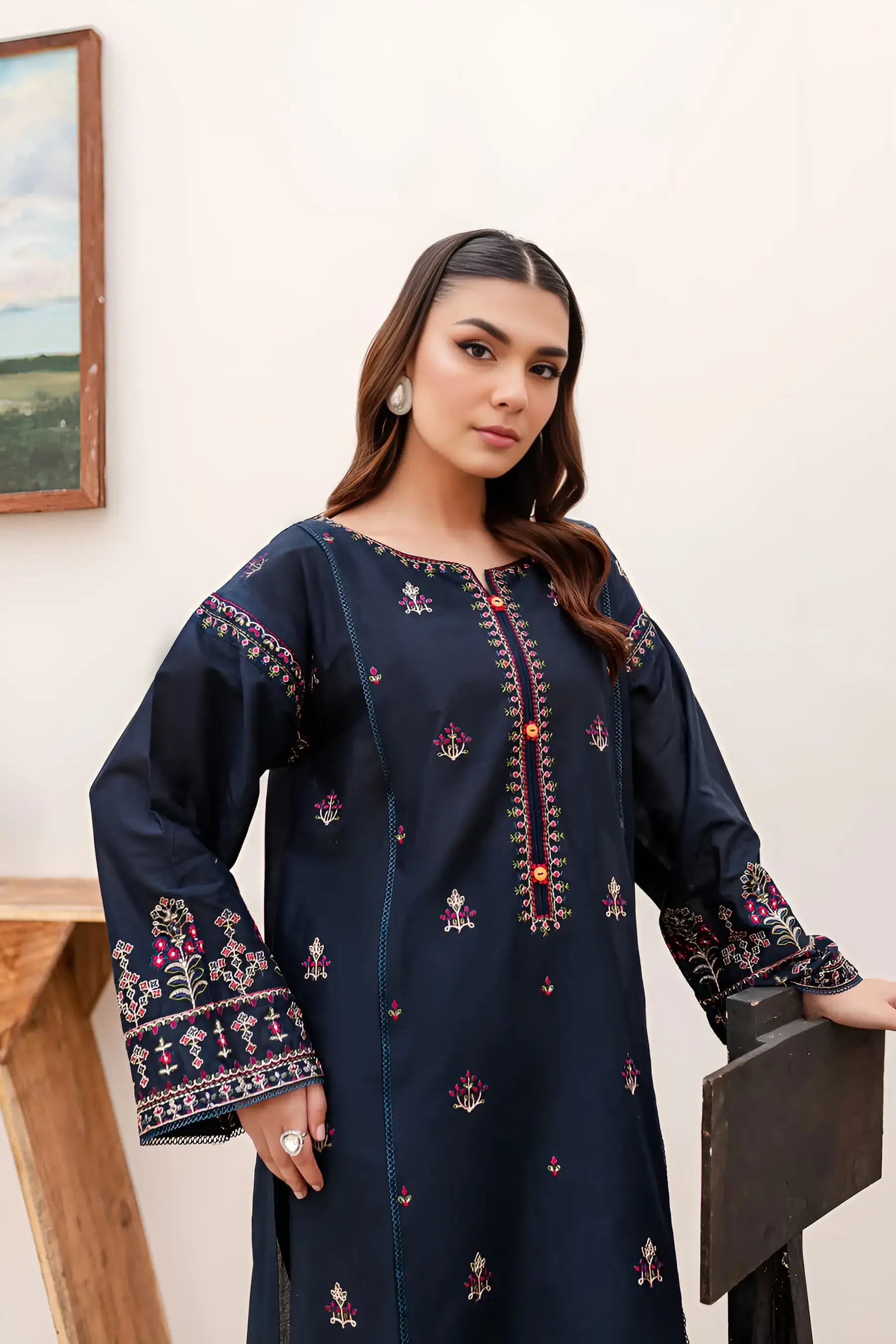 MIDNIGHT BLUE - 2PC BEST SELLING -EMBROIDERED