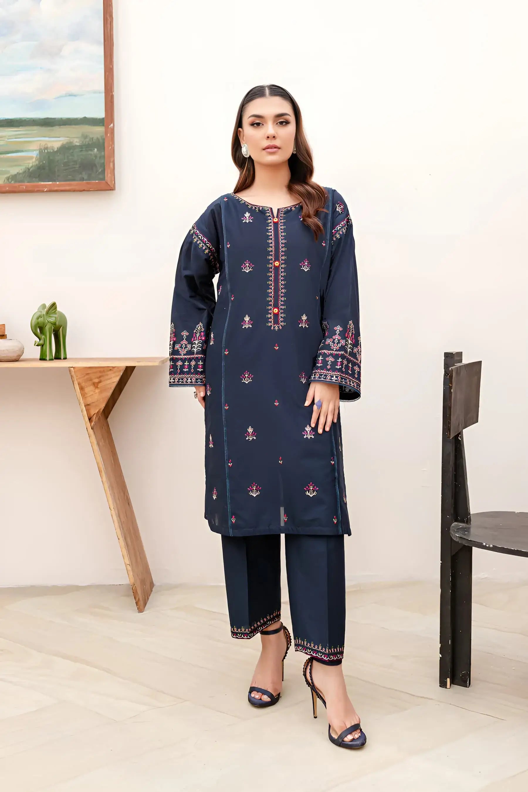 MIDNIGHT BLUE - 2PC BEST SELLING -EMBROIDERED