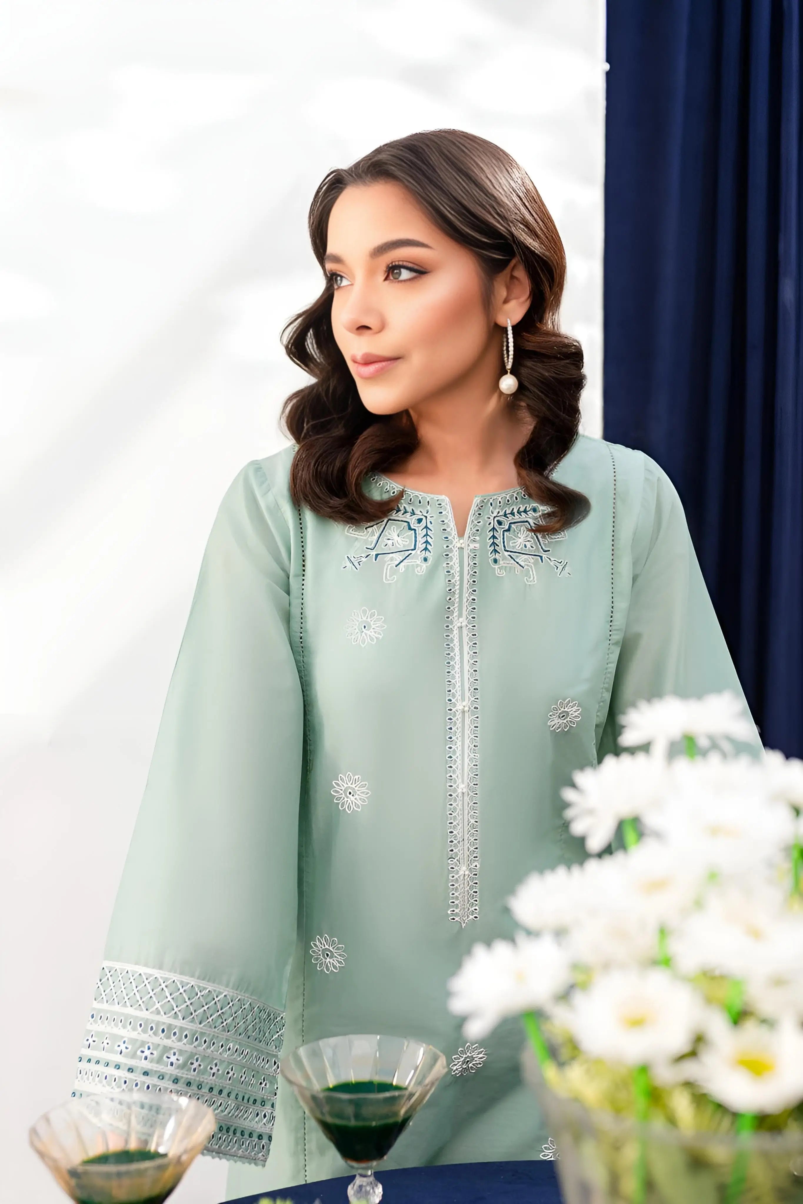 Embroidered Pima Lawn Dress