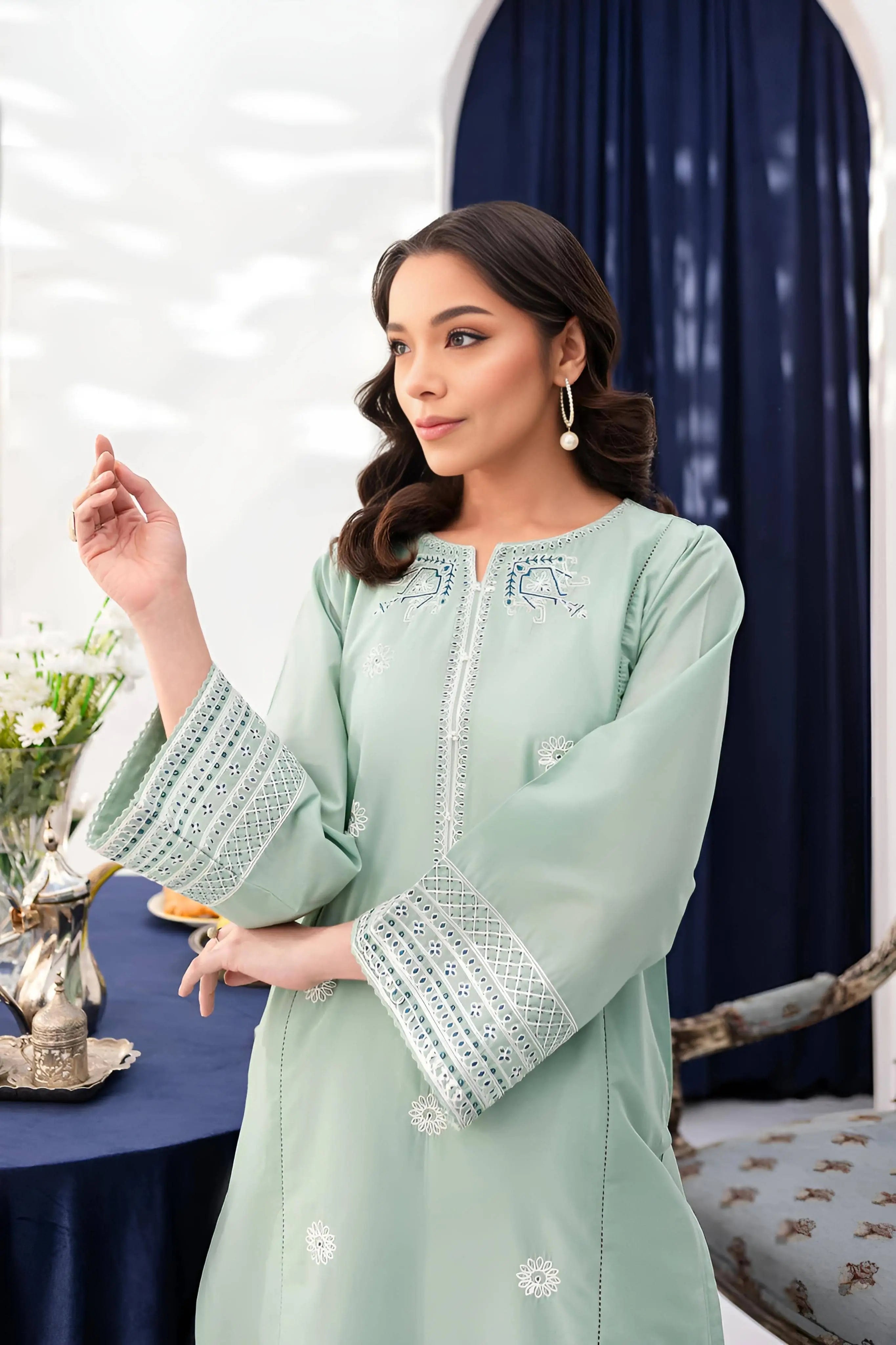 Embroidered Pima Lawn Dress