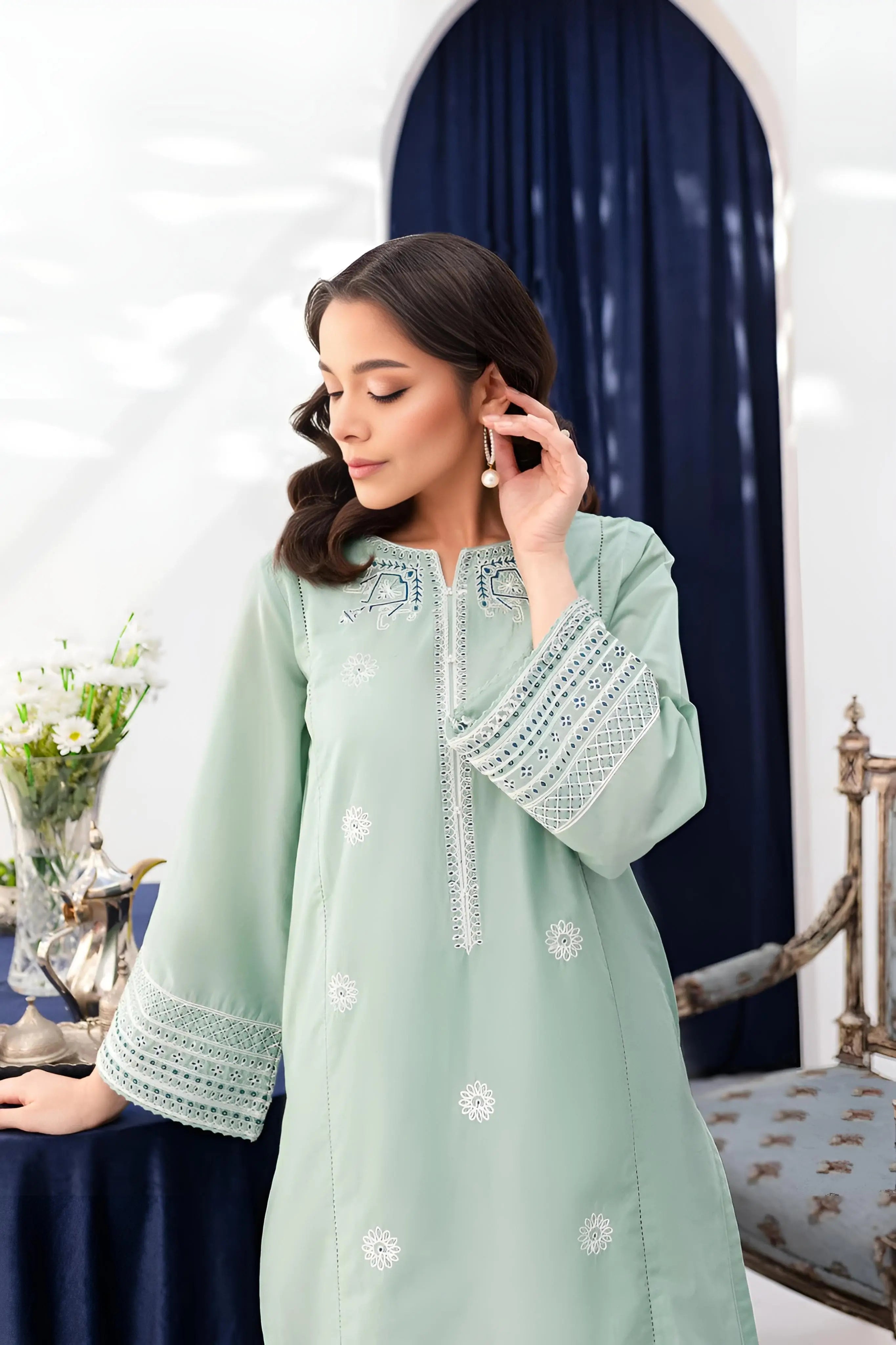 Embroidered Pima Lawn Dress