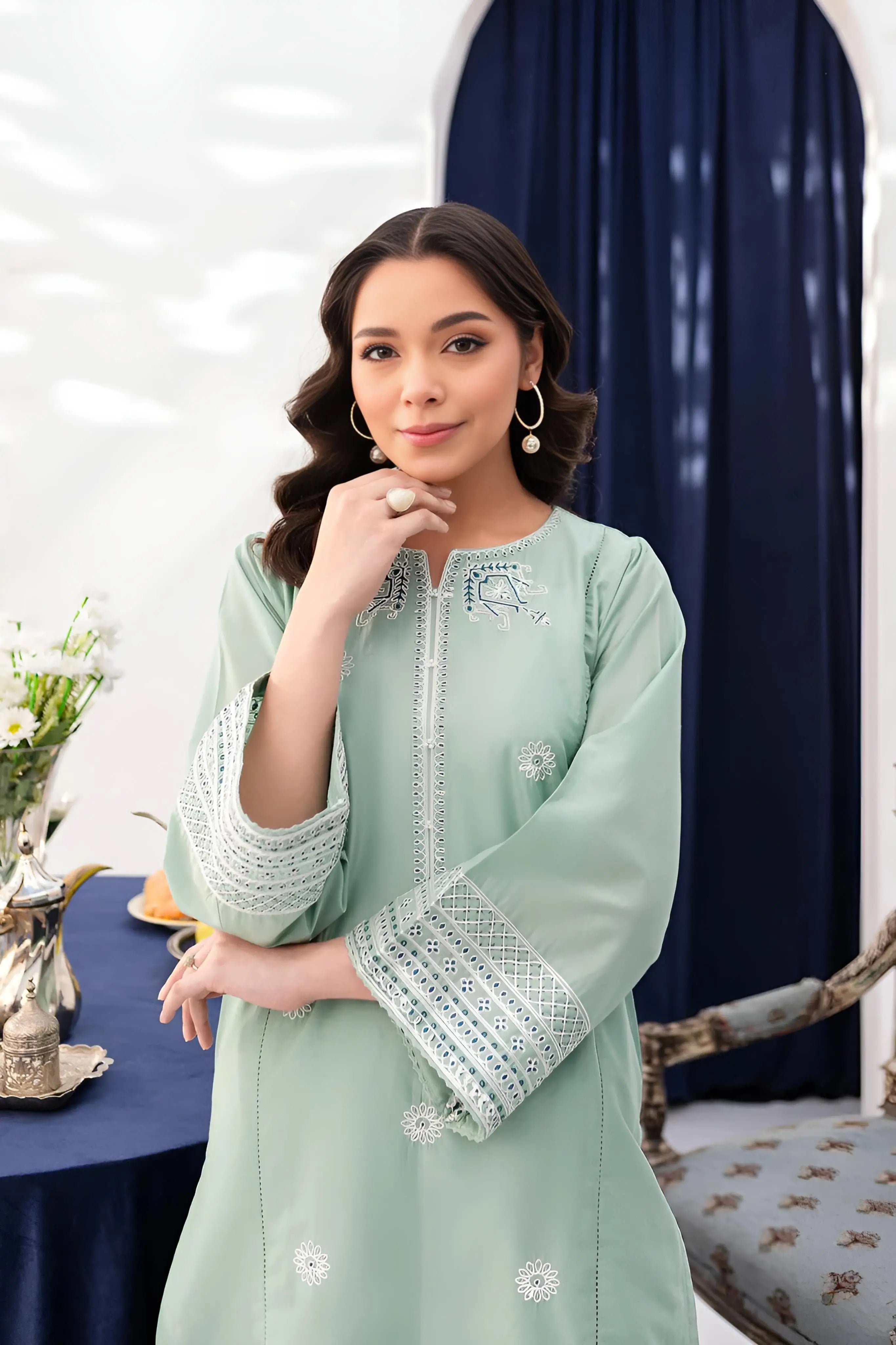Embroidered Pima Lawn Dress