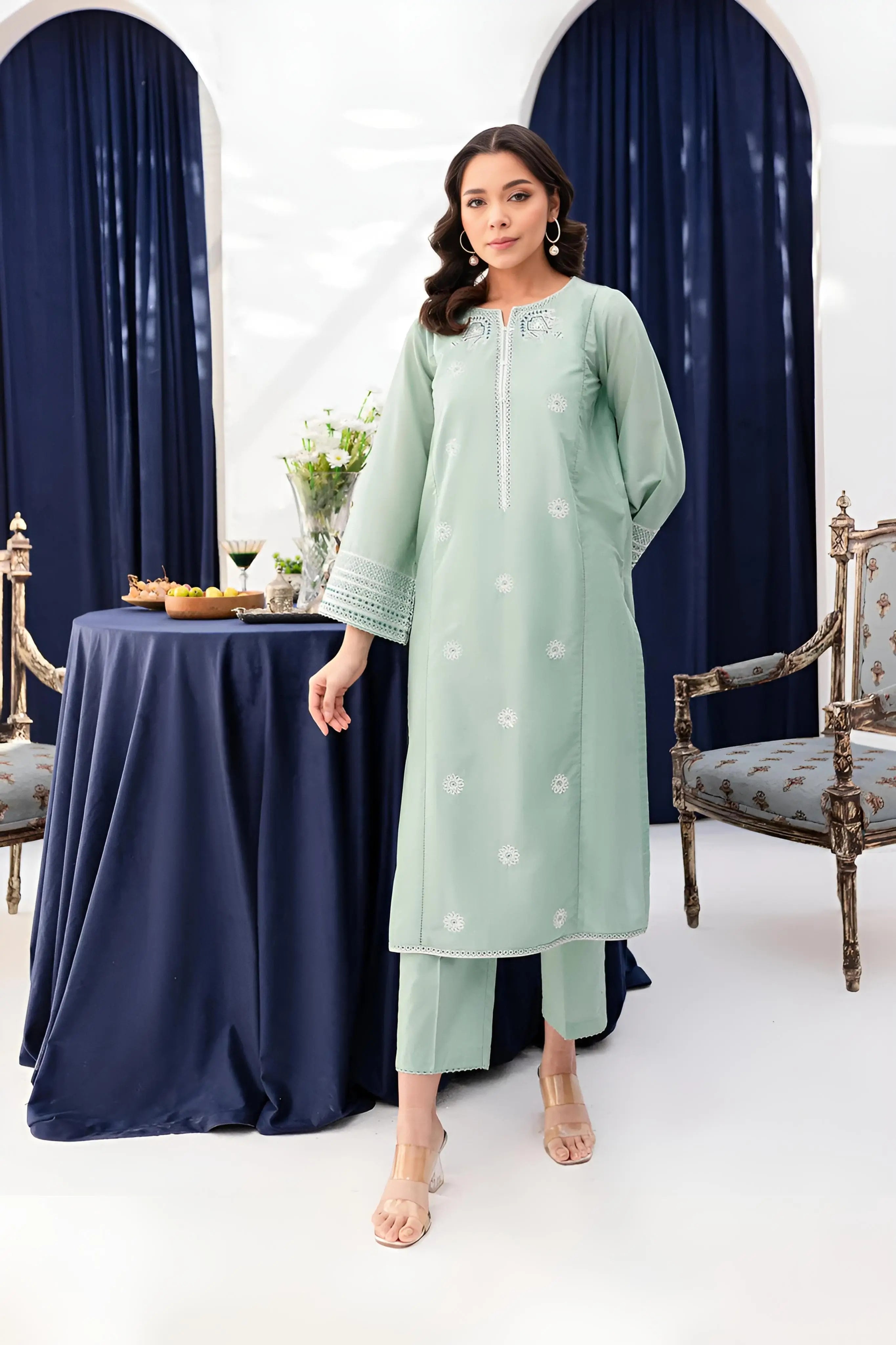 Embroidered Pima Lawn Dress