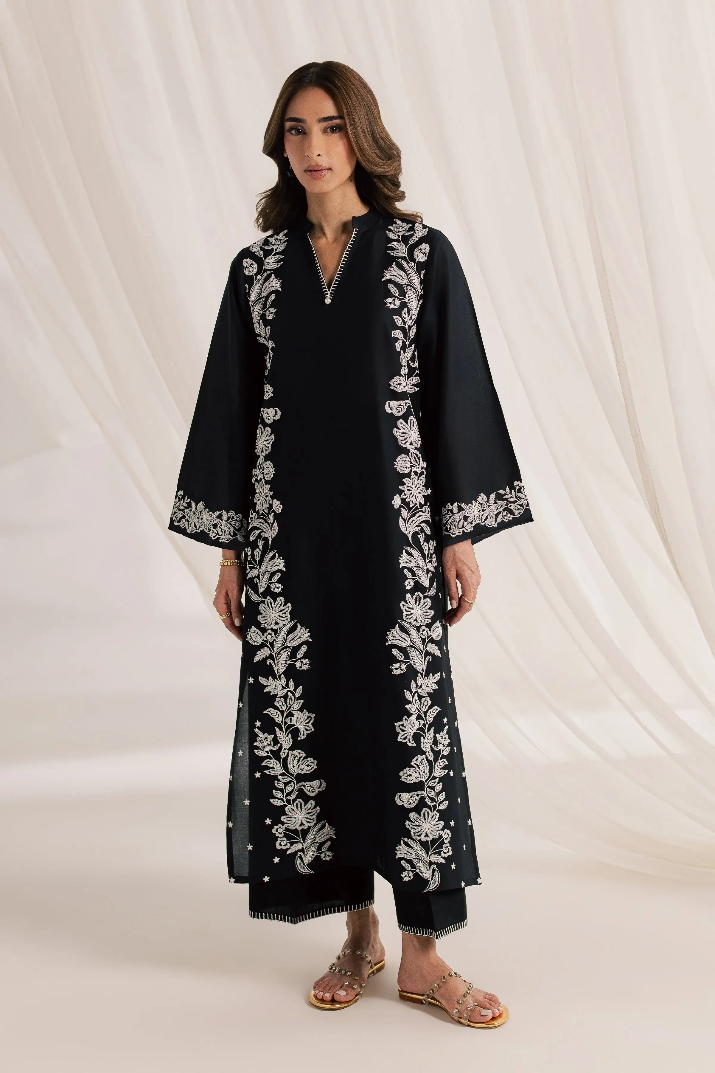 Black Hazel 2Pc - Embroidered Dress