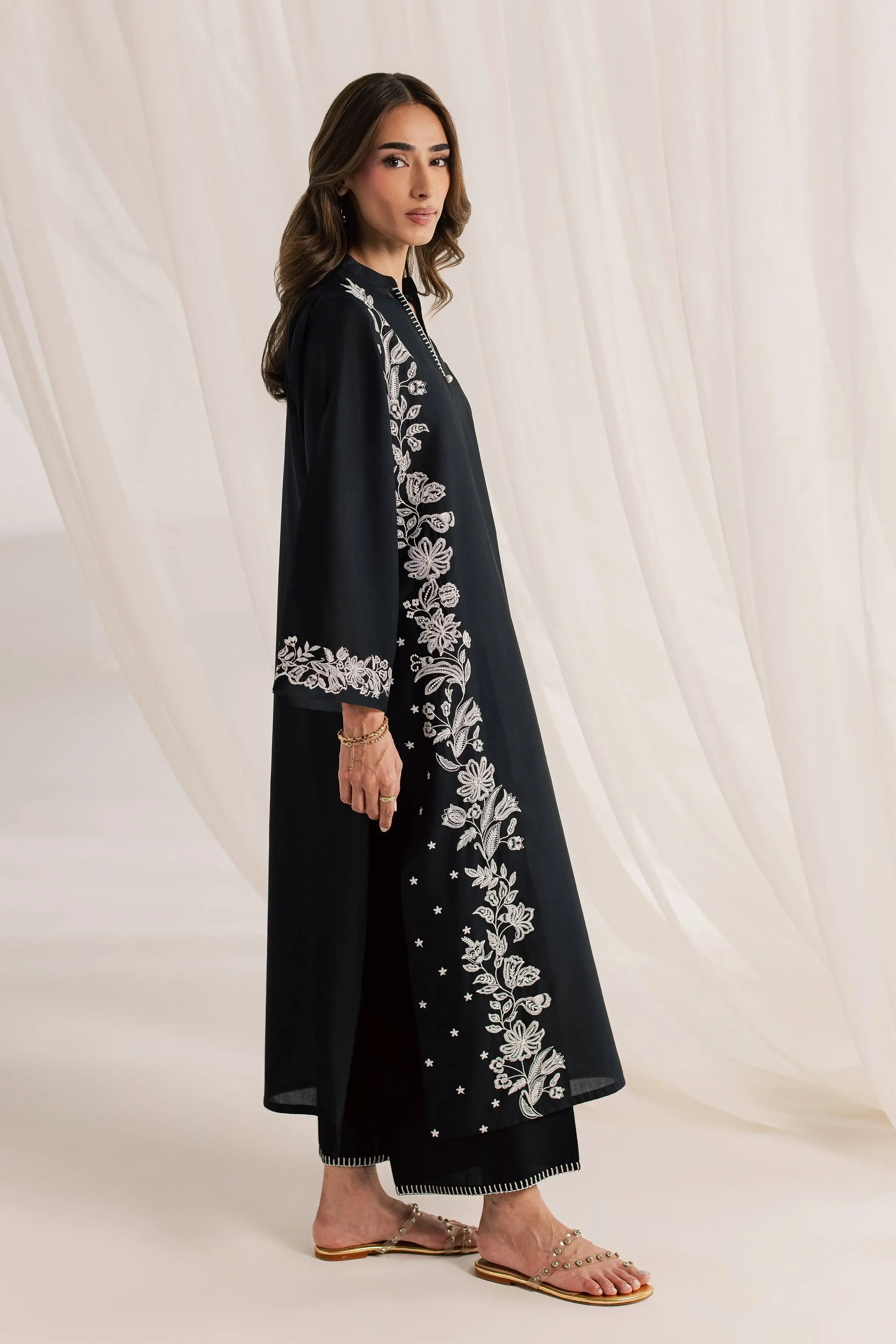 Black Hazel 2Pc - Embroidered Dress