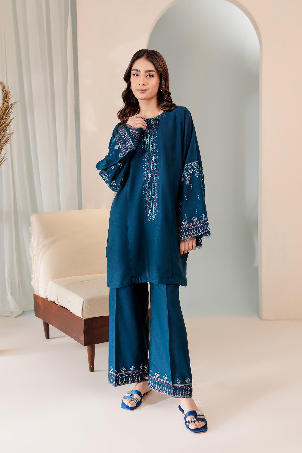 Sooya - 2Pc Embroidered Dress