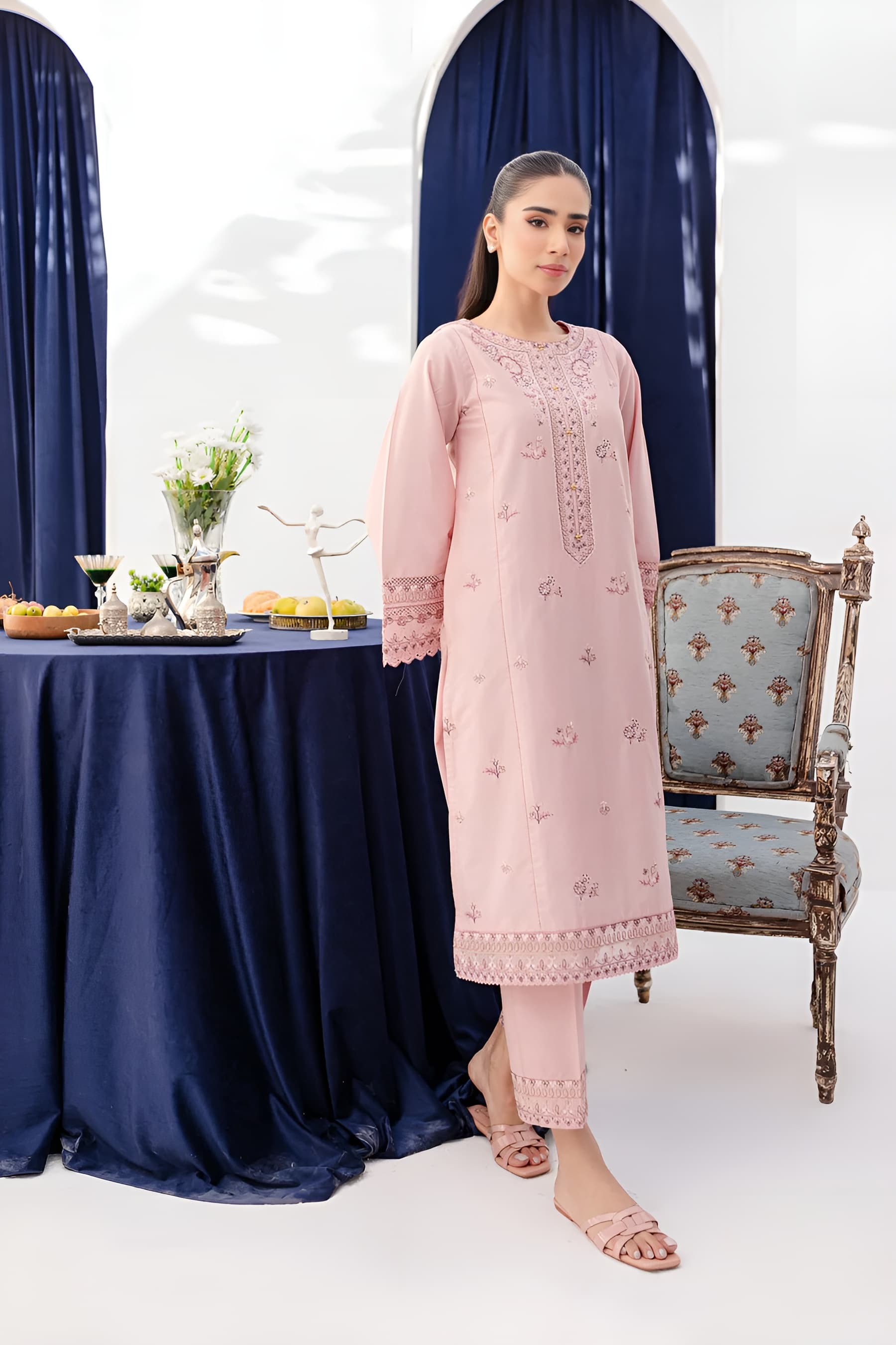 Asher 2Pc - Embroidered  Dress