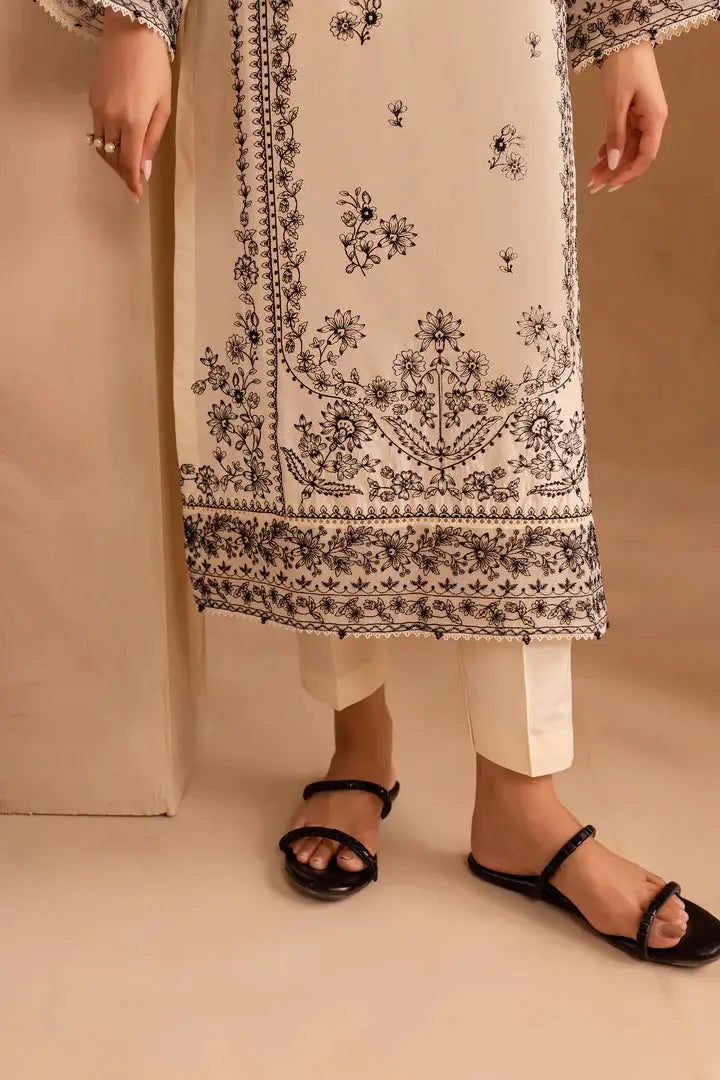White Opal 3Pc - Embroidered Lawn Dress