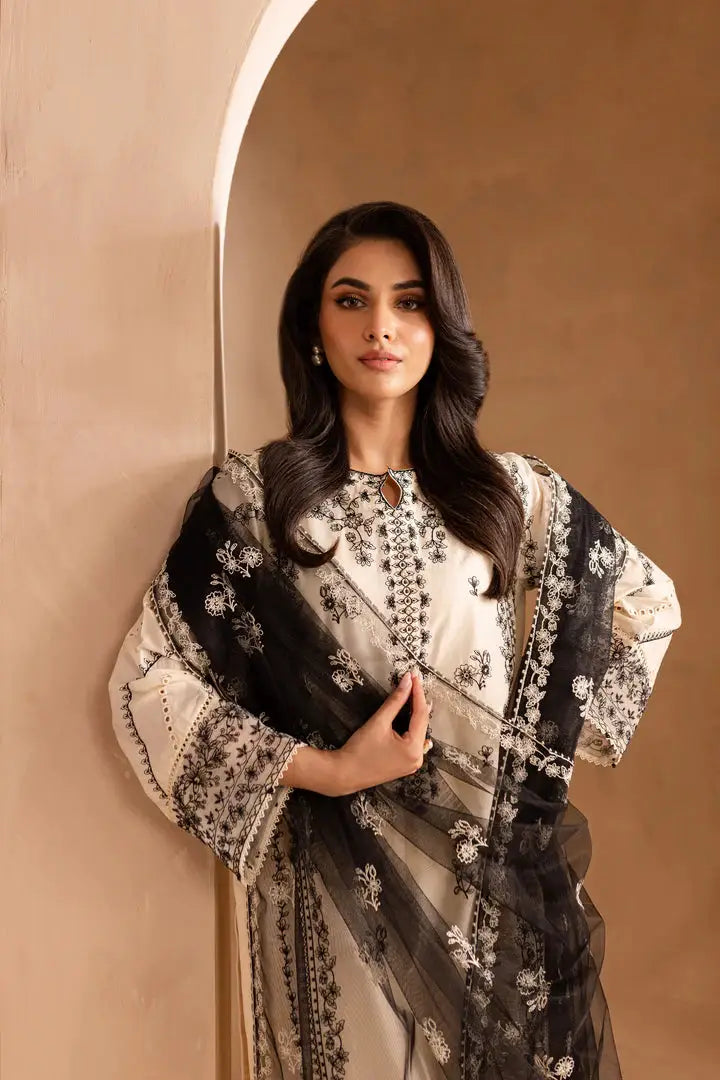 White Opal 3Pc - Embroidered Lawn Dress