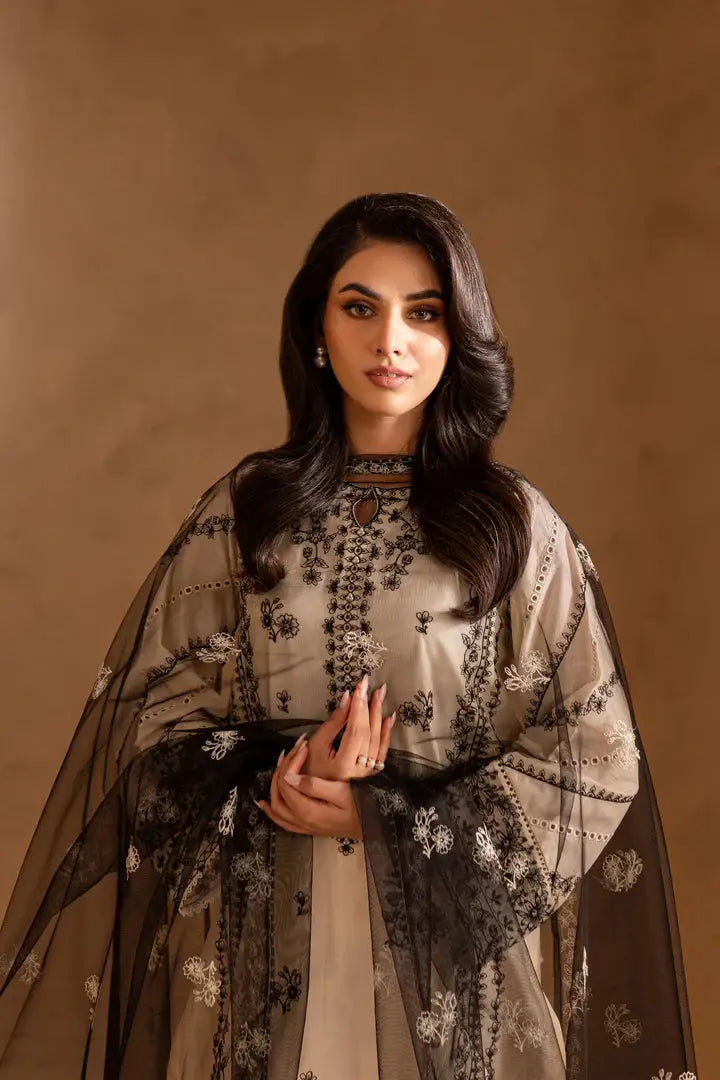 White Opal 3Pc - Embroidered Lawn Dress