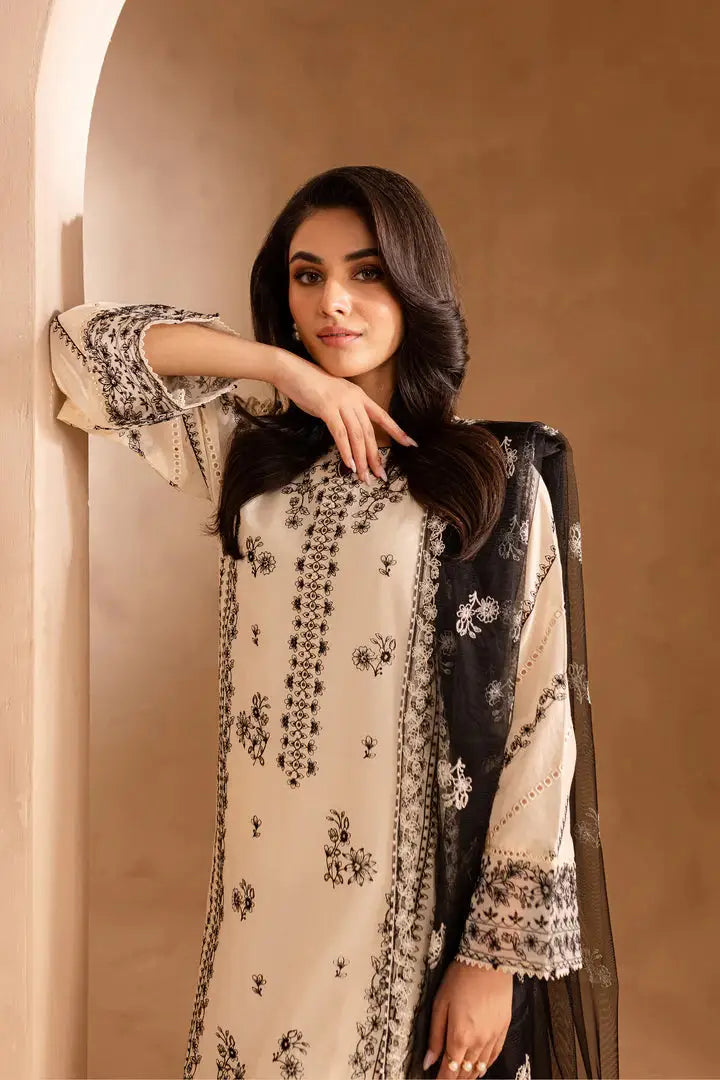 White Opal 3Pc - Embroidered Lawn Dress