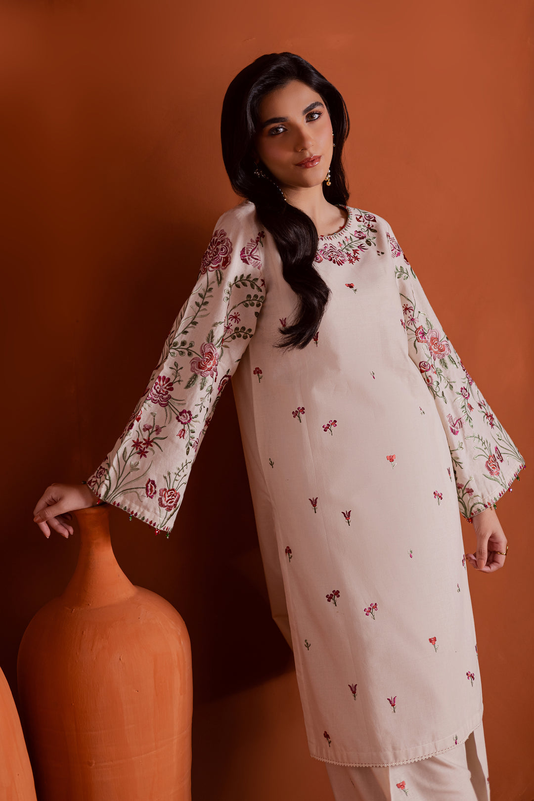 Colours 2Pc - Embroidered Cambric Dress