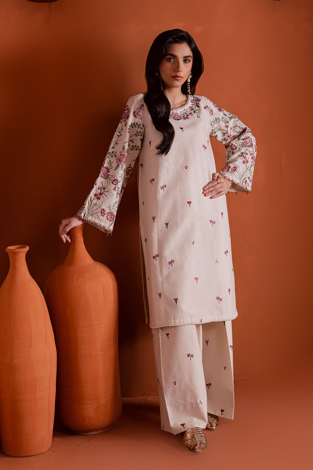 Colours 2Pc - Embroidered Cambric Dress