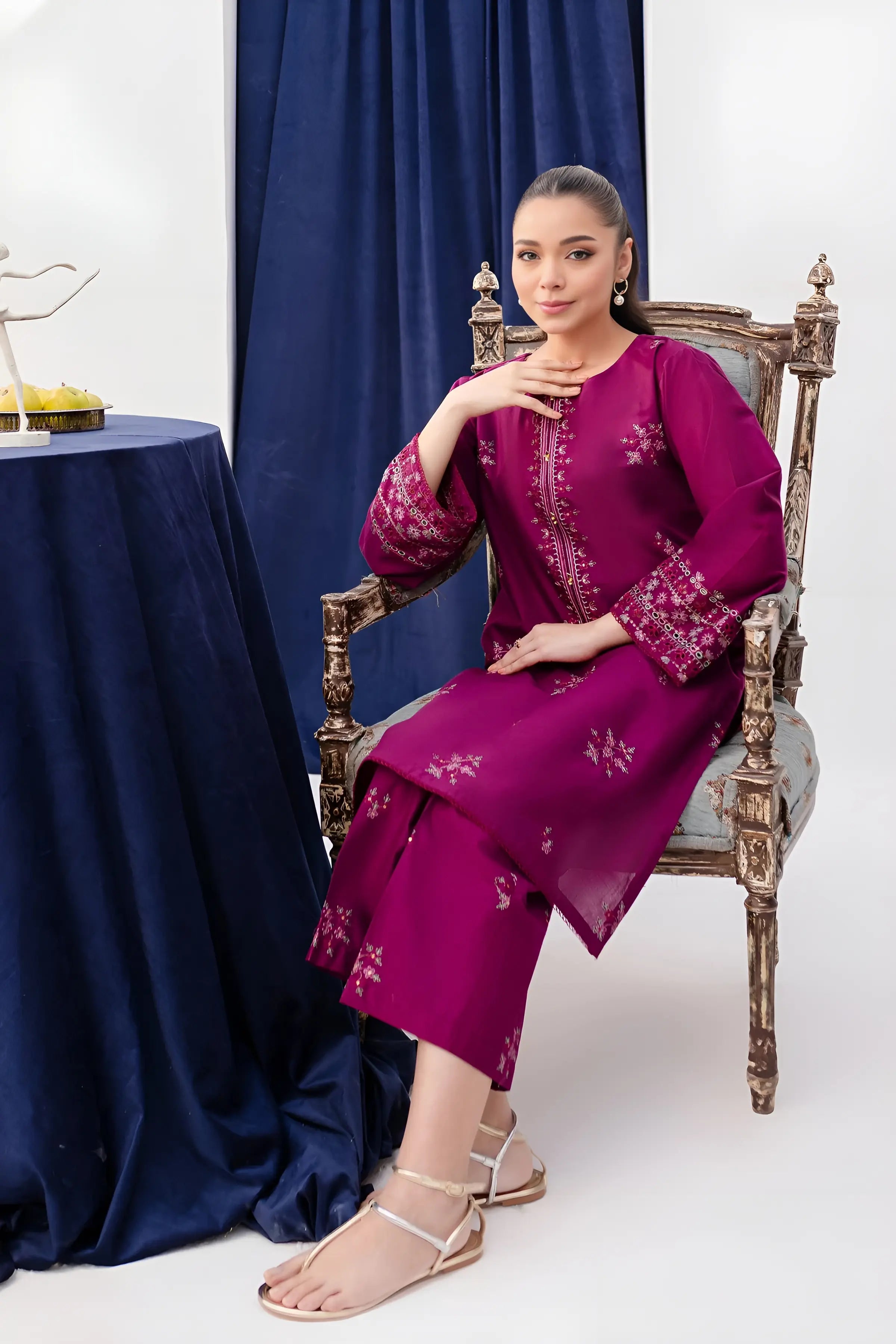 Pernia 2Pc - Embroidered Dress