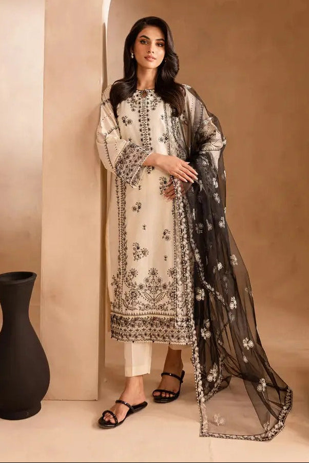 White Opal 3Pc - Embroidered Lawn Dress