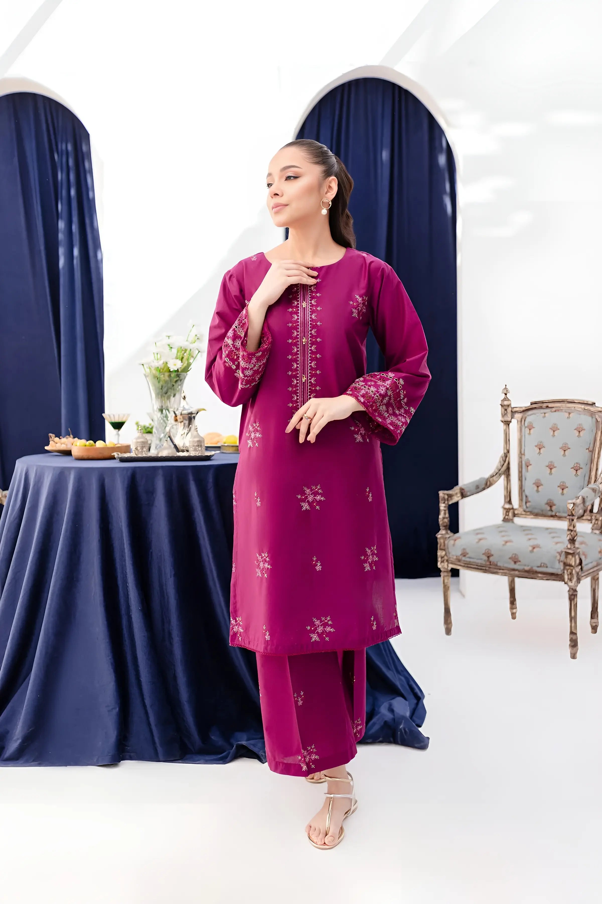 Pernia 2Pc - Embroidered Dress