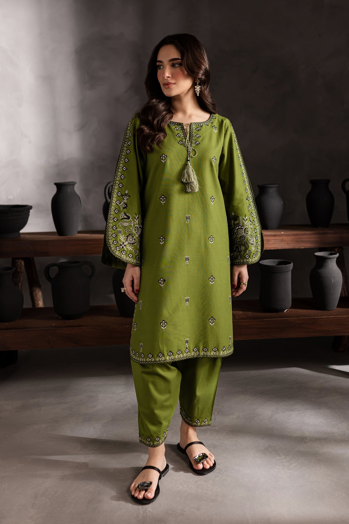 Green Gem - 2Pc Embroidered Dress