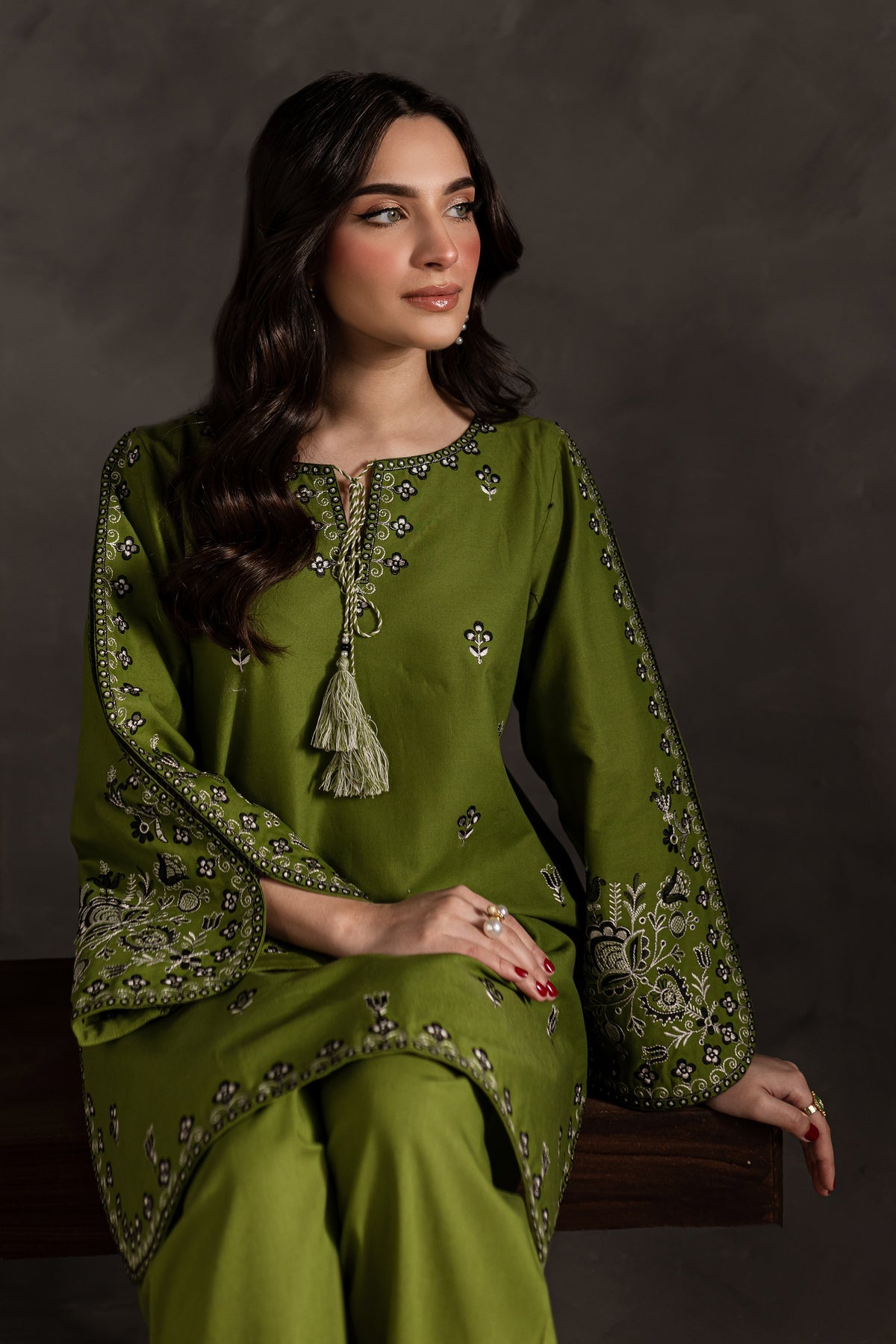 Best Seller - Green Gem - 2Pc Stitched Embroidered Dress