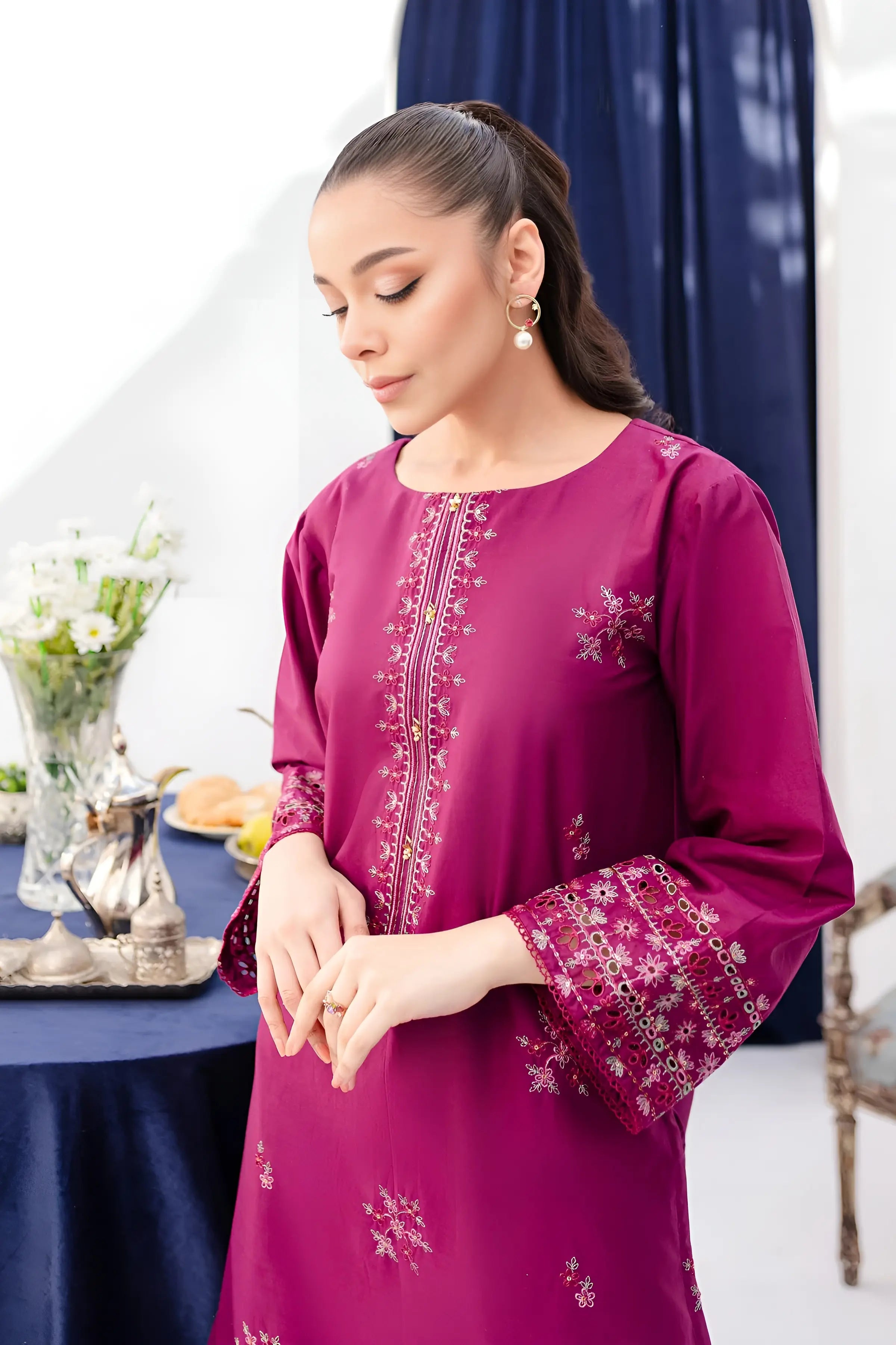 Pernia 2Pc - Embroidered Dress