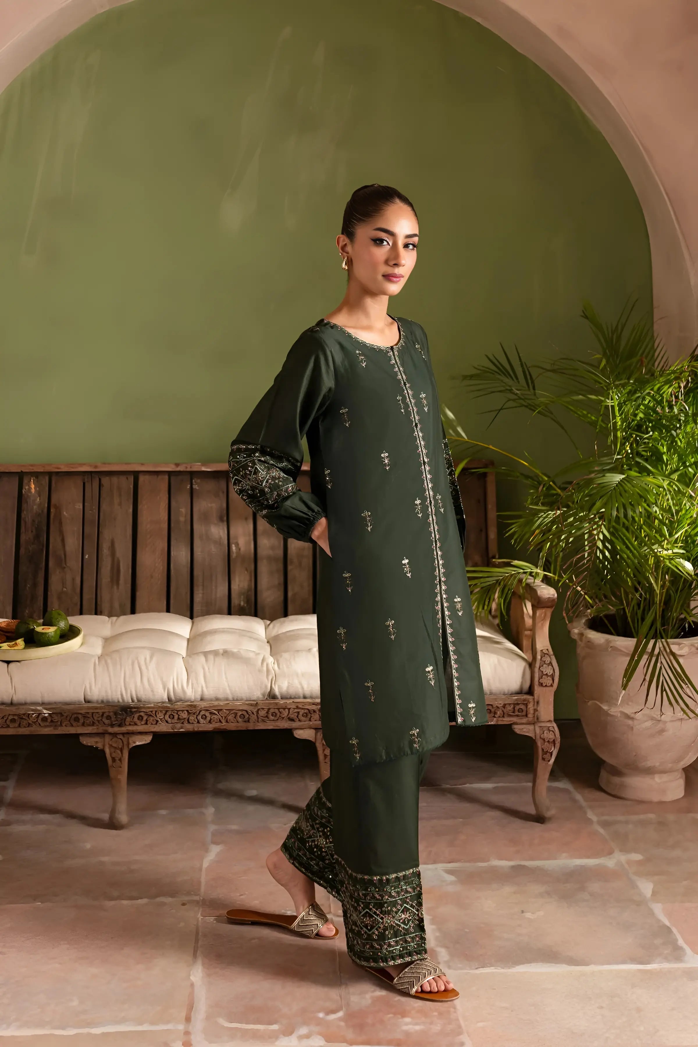 Solene 2Pc - Embroidered Dress