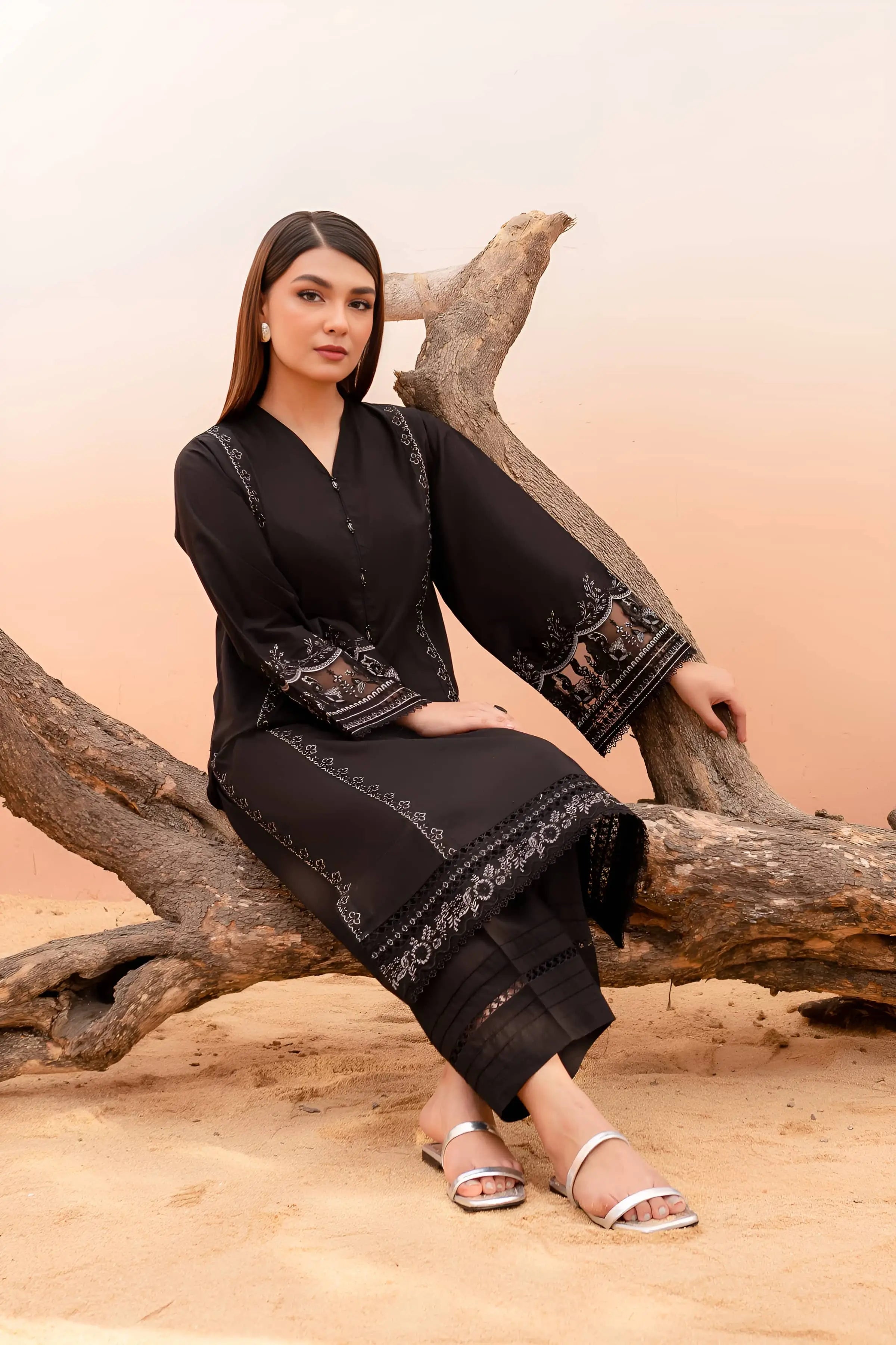 BLACK ROSE -Swiss Cambric Dress