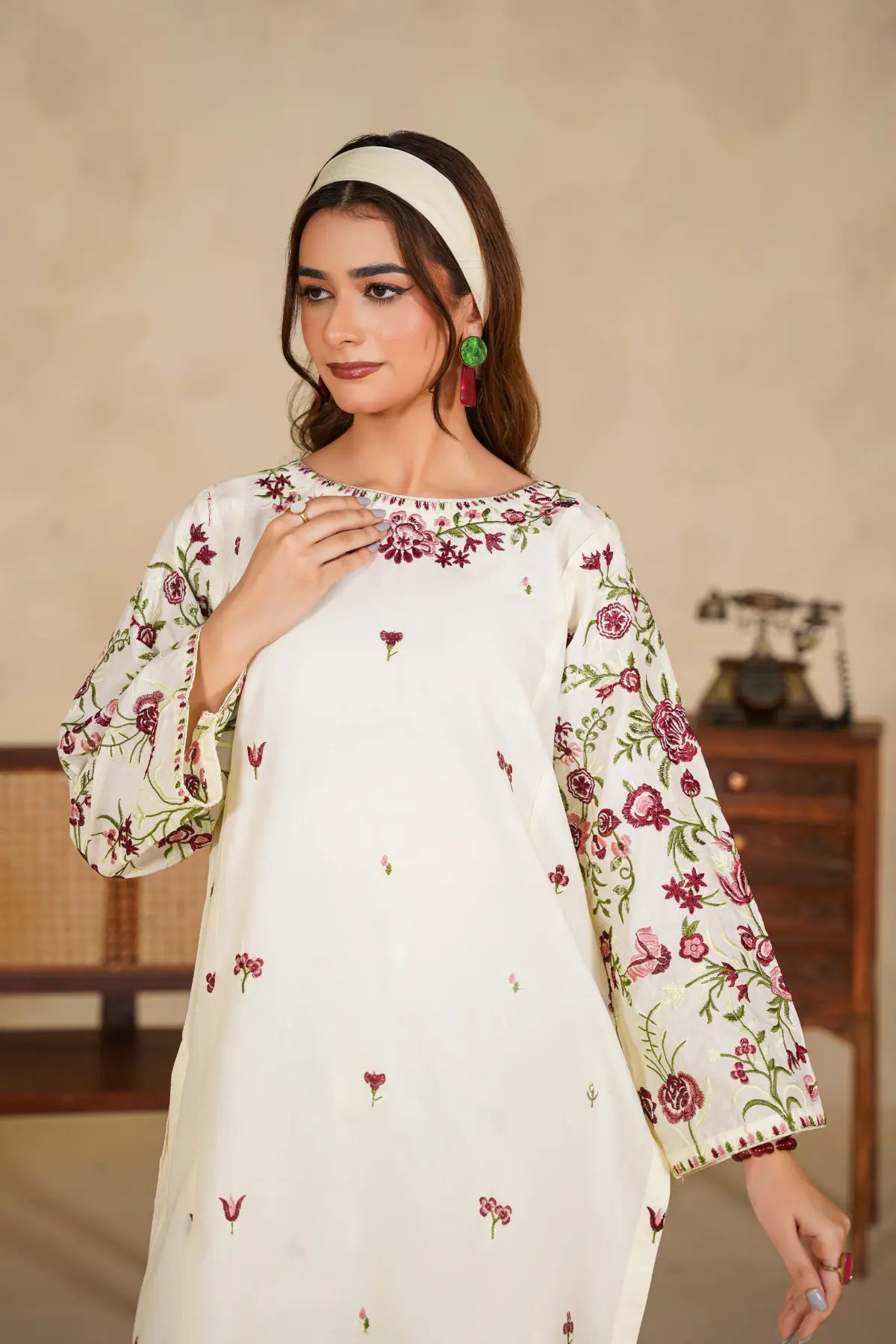 Colours 2Pc - Stitched Embroidered Dress