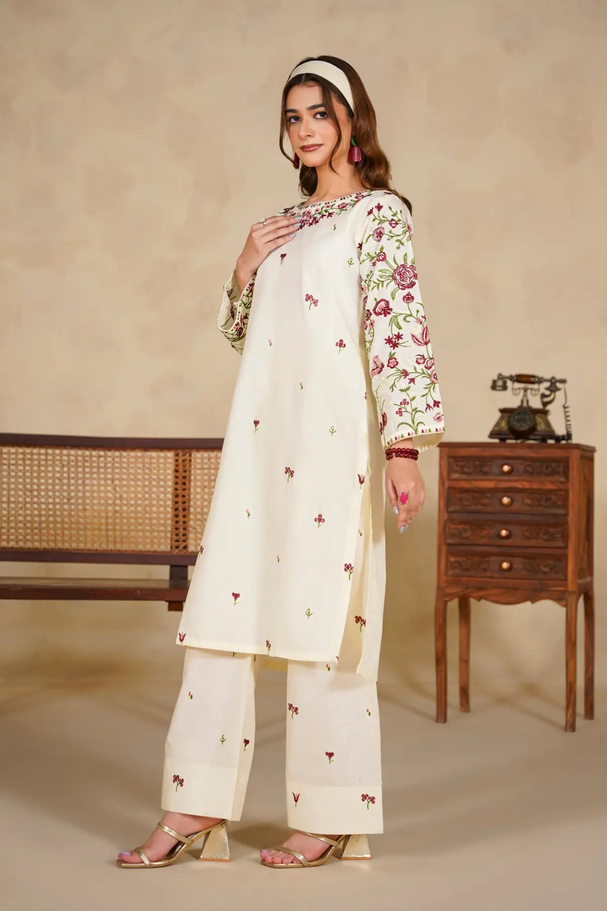 Colours 2Pc - Stitched Embroidered Dress