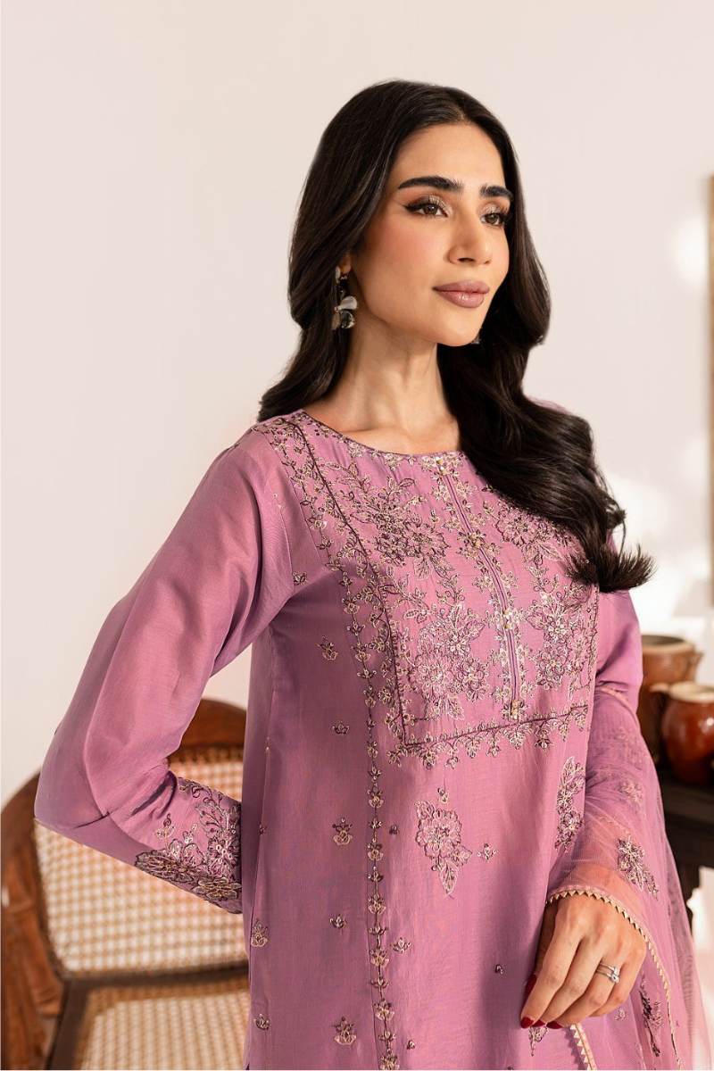 Coral 3-Piece Embroidered  Dress