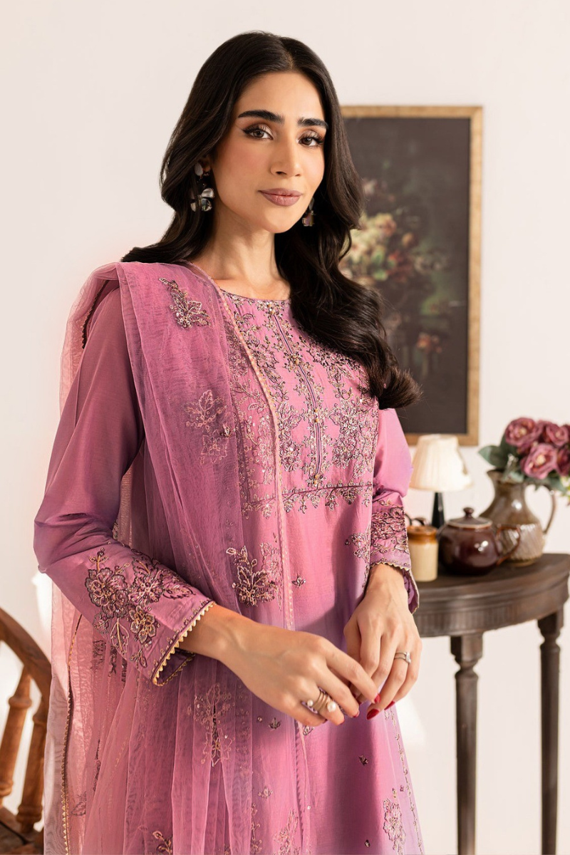 Coral 3-Piece Embroidered  Dress