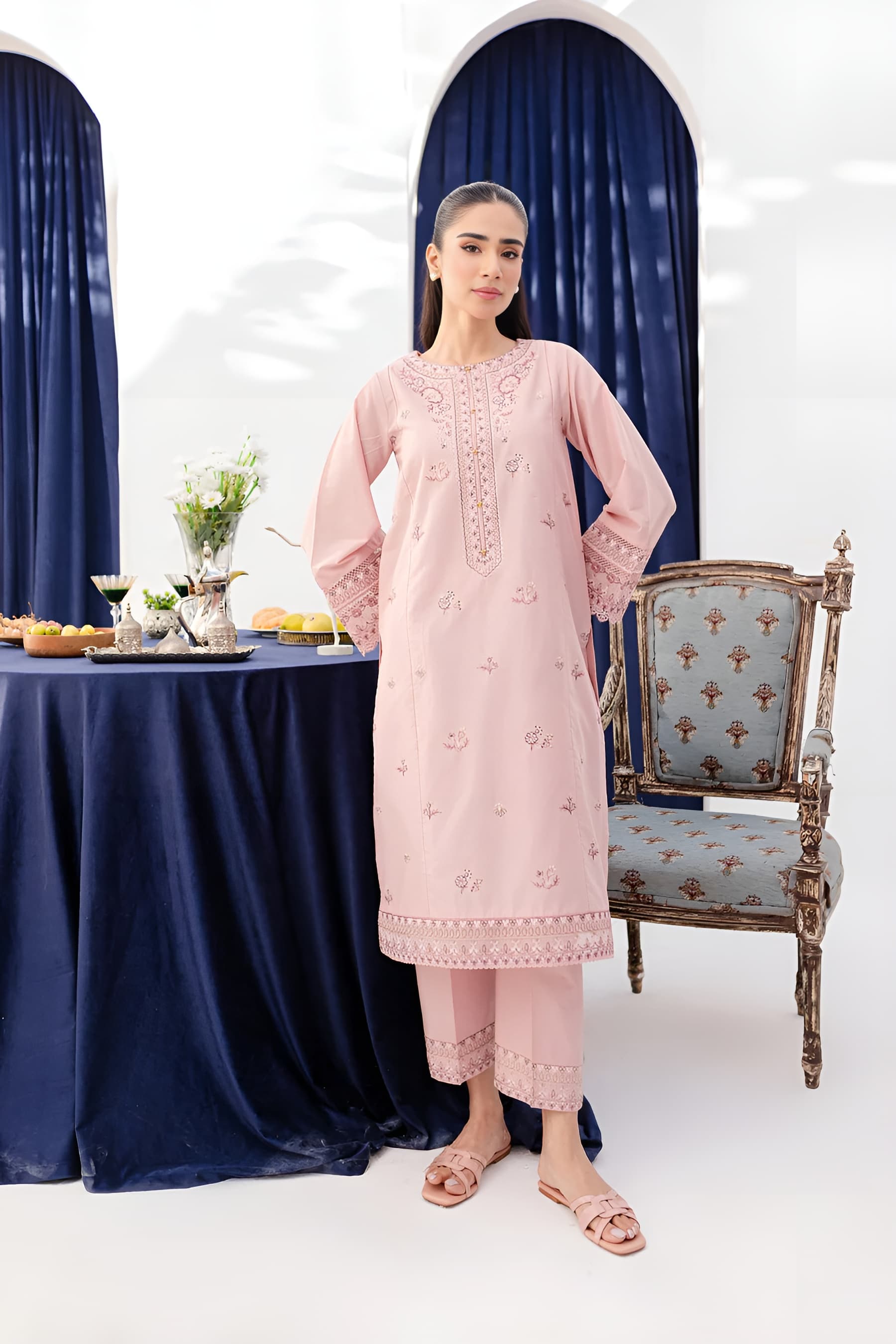 Asher 2Pc - Embroidered  Dress