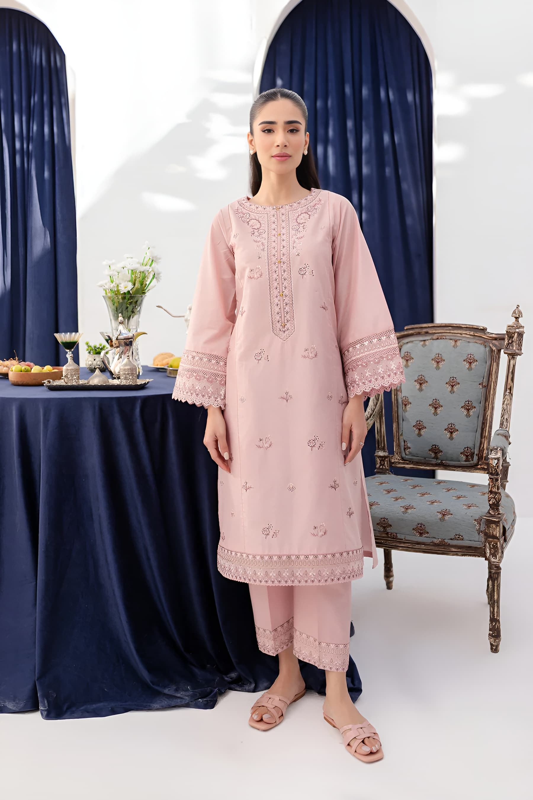 Asher 2Pc - Embroidered  Dress